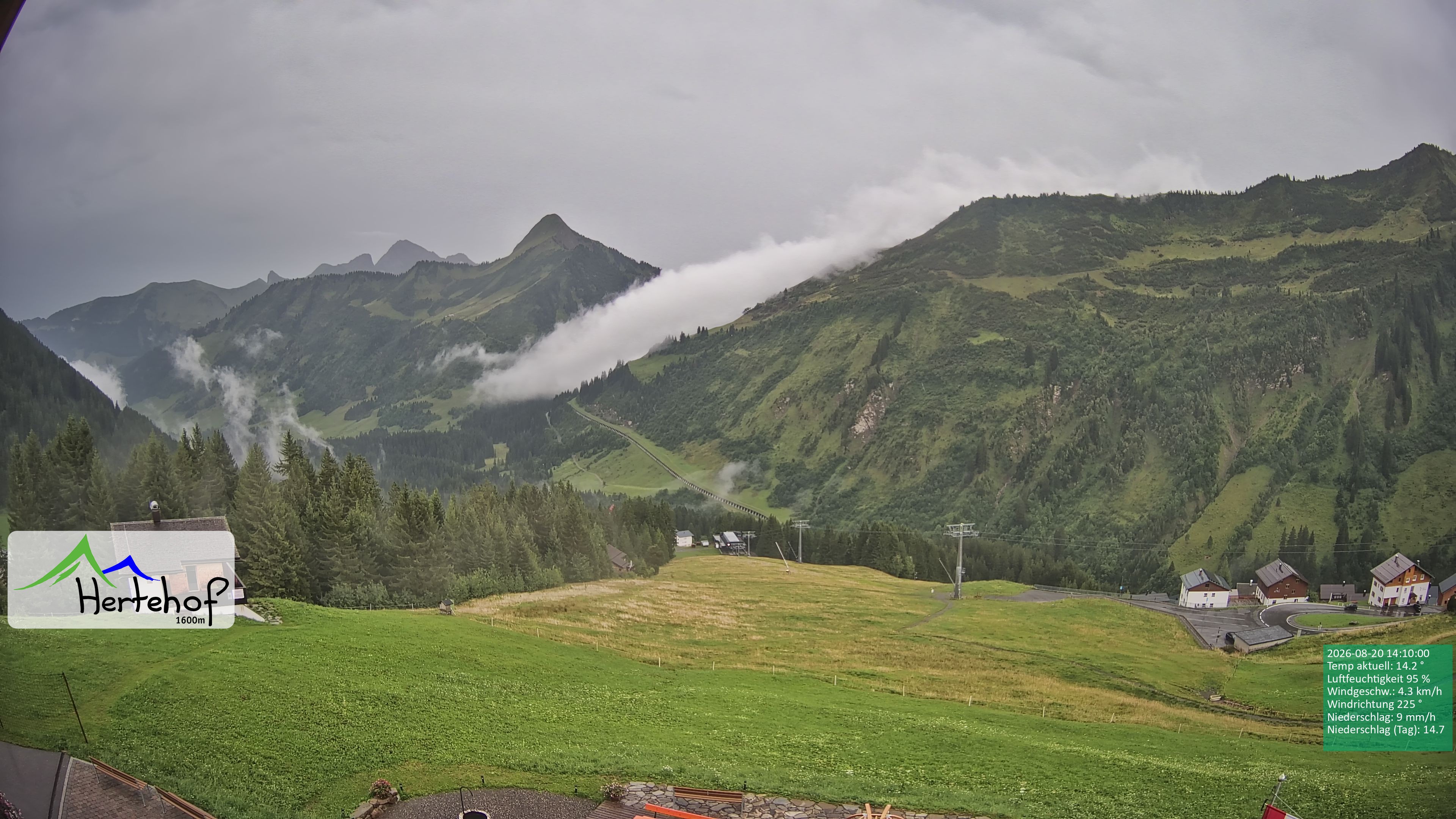 Archiv Foto Webcam Damüls: Blick vom Hertehof