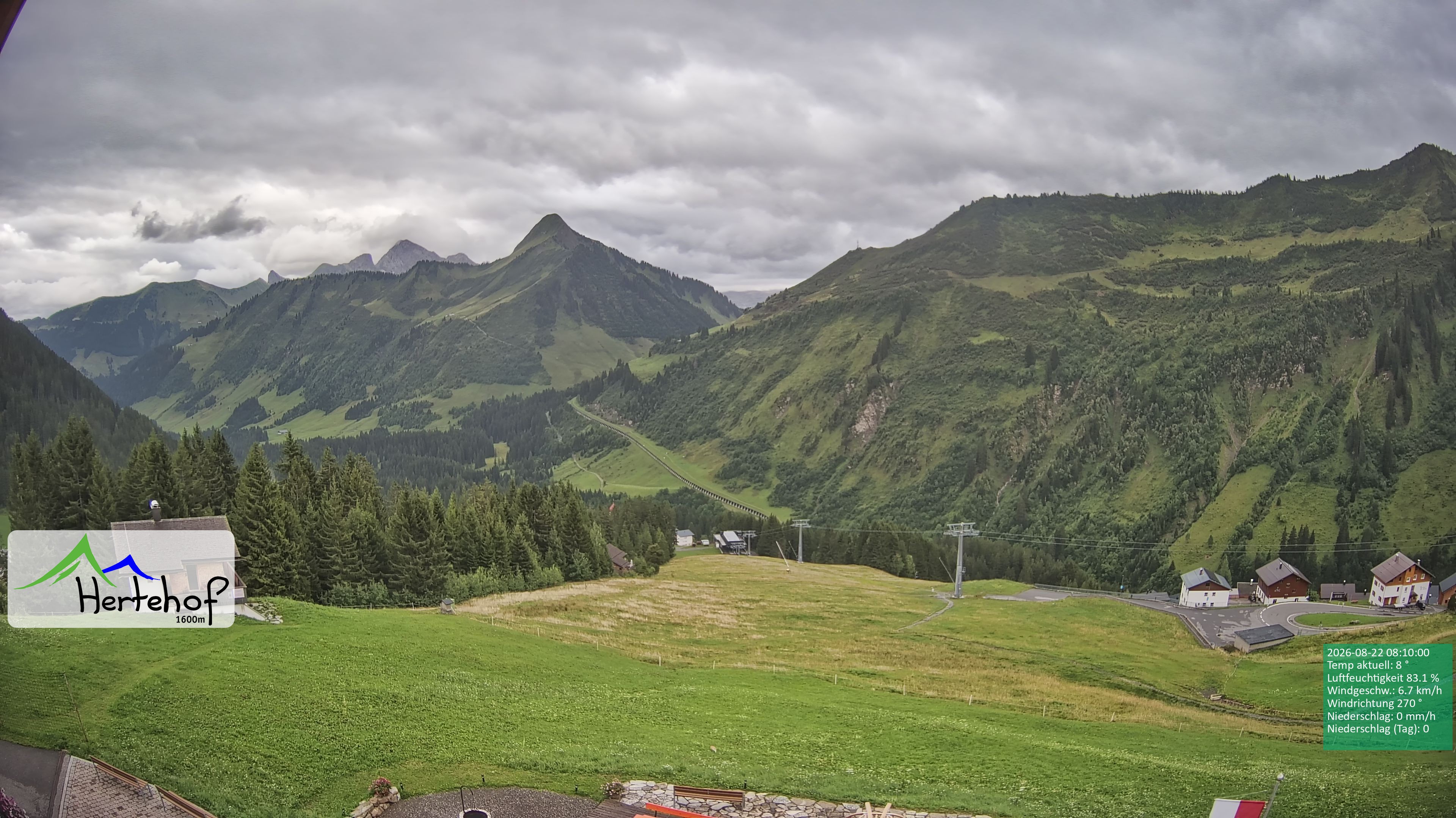 Archiv Foto Webcam Damüls: Blick vom Hertehof