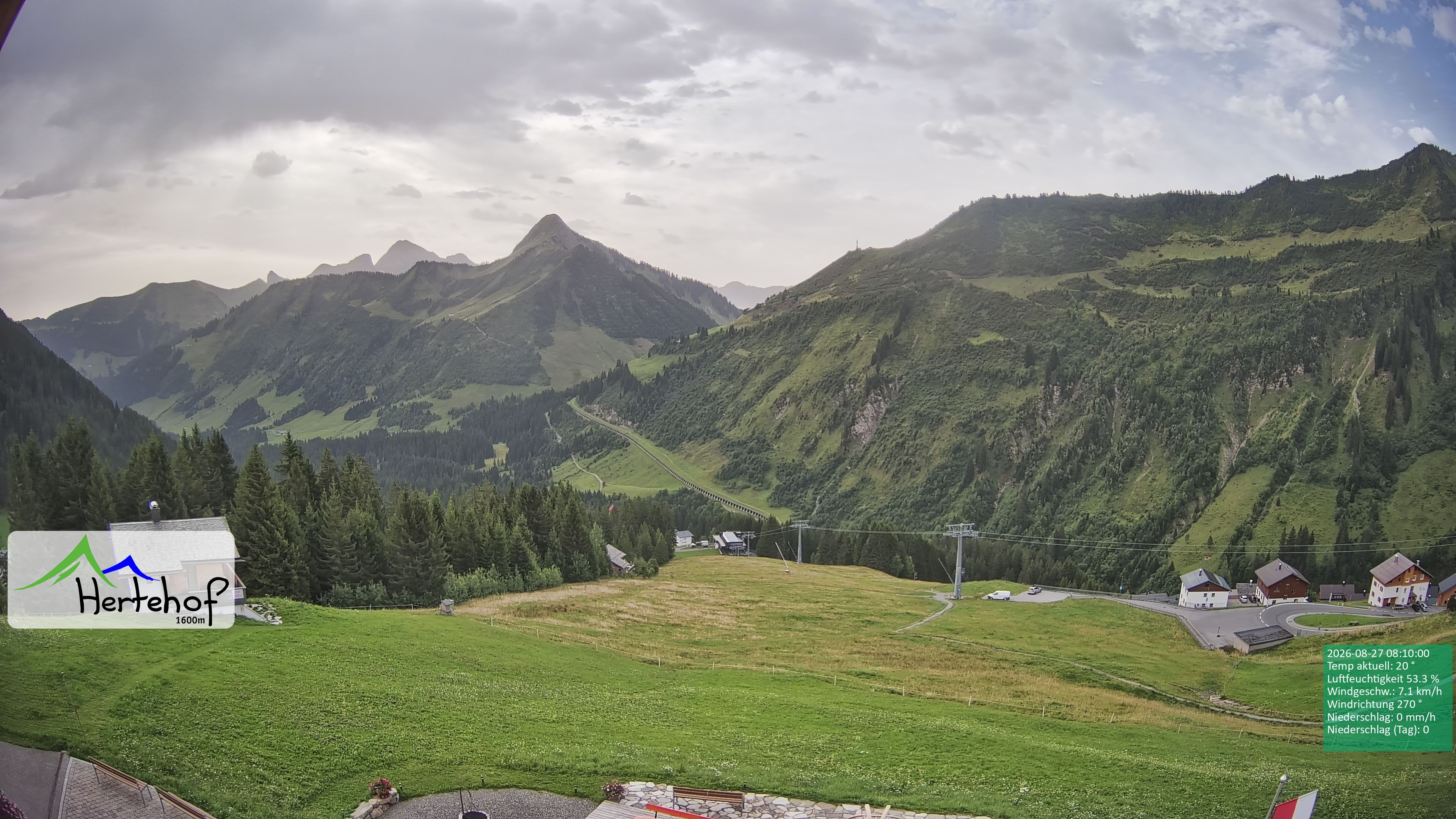 Archiv Foto Webcam Damüls: Blick vom Hertehof
