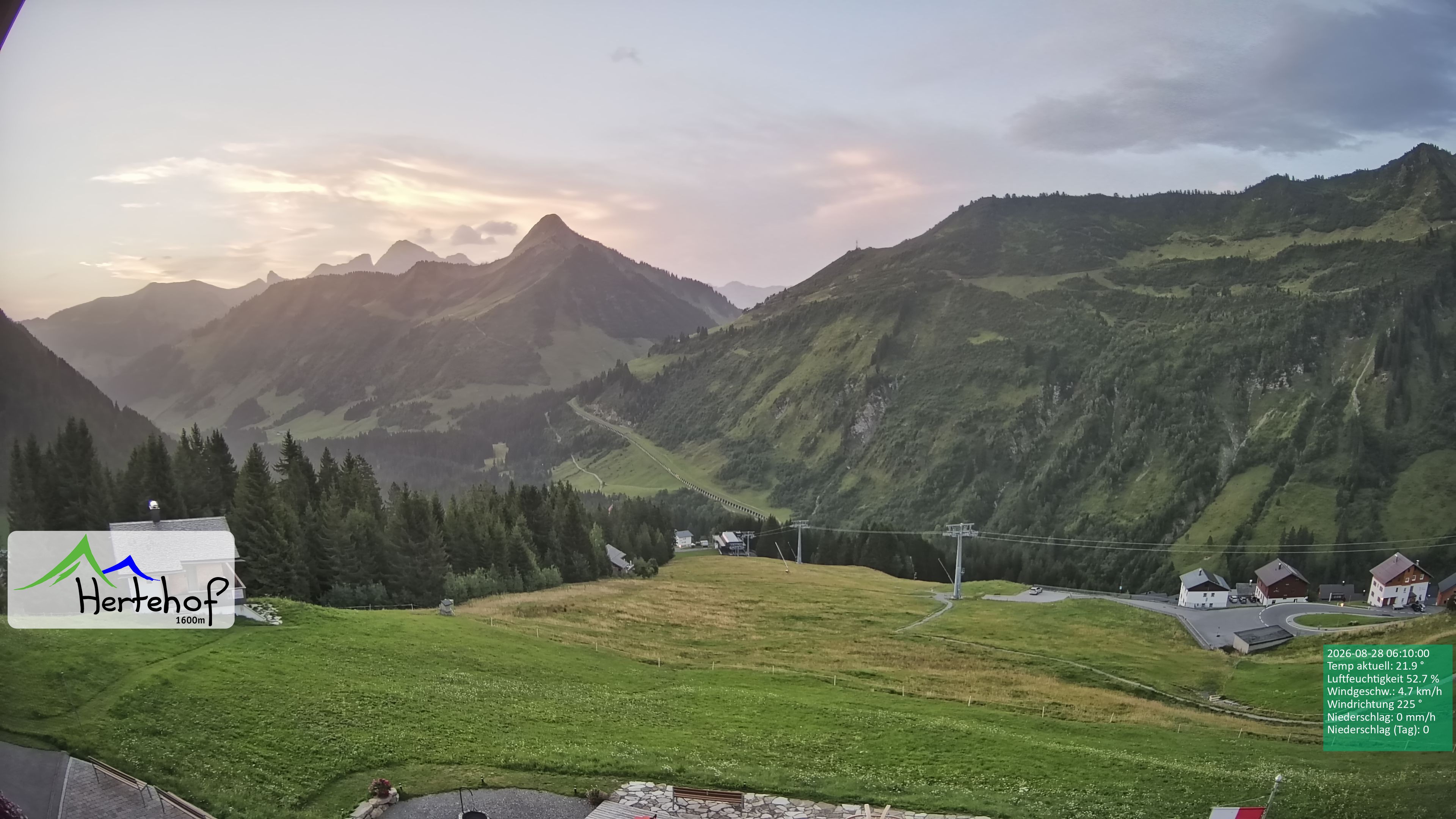 Archiv Foto Webcam Damüls: Blick vom Hertehof