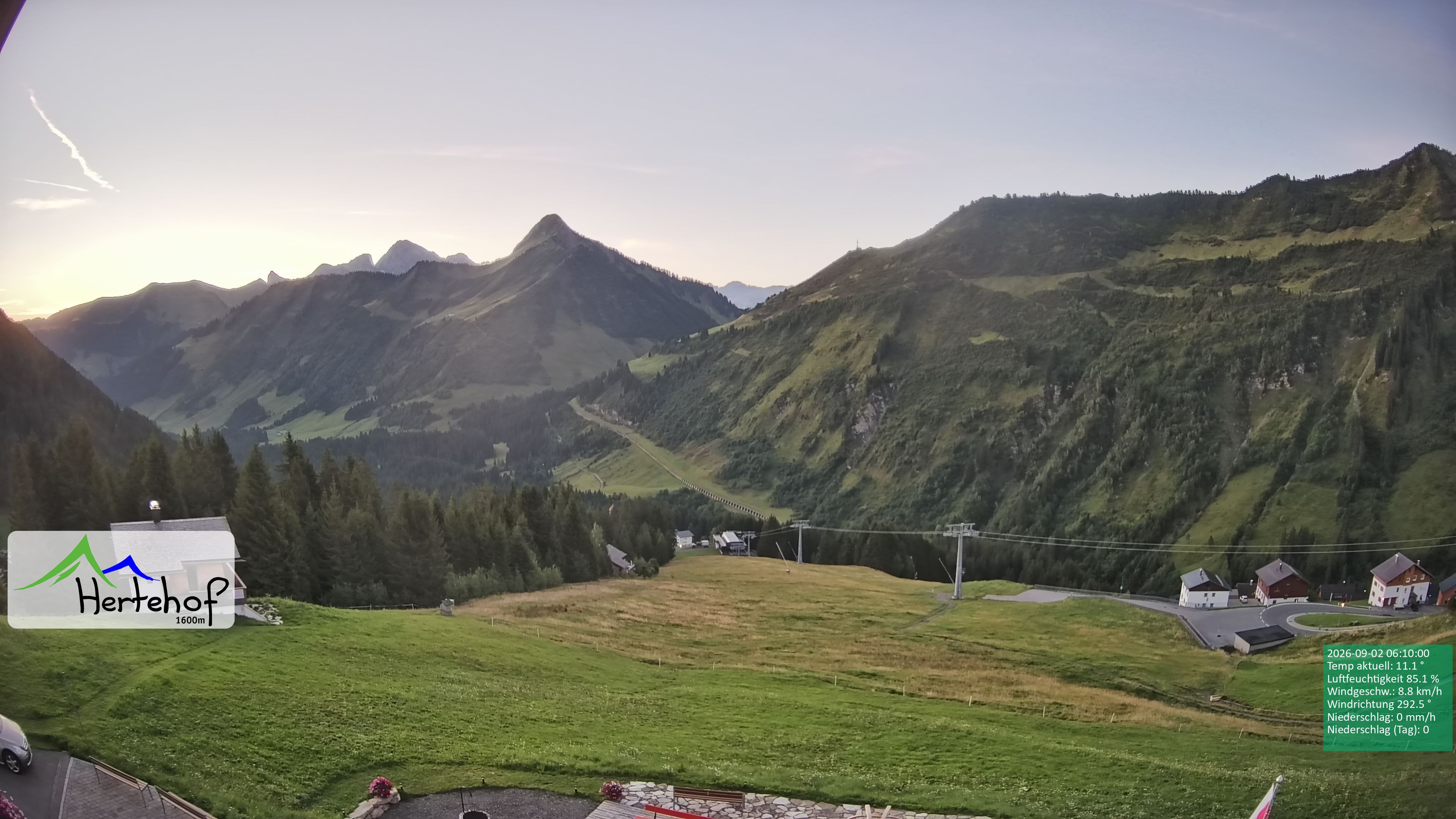 Archiv Foto Webcam Damüls: Blick vom Hertehof