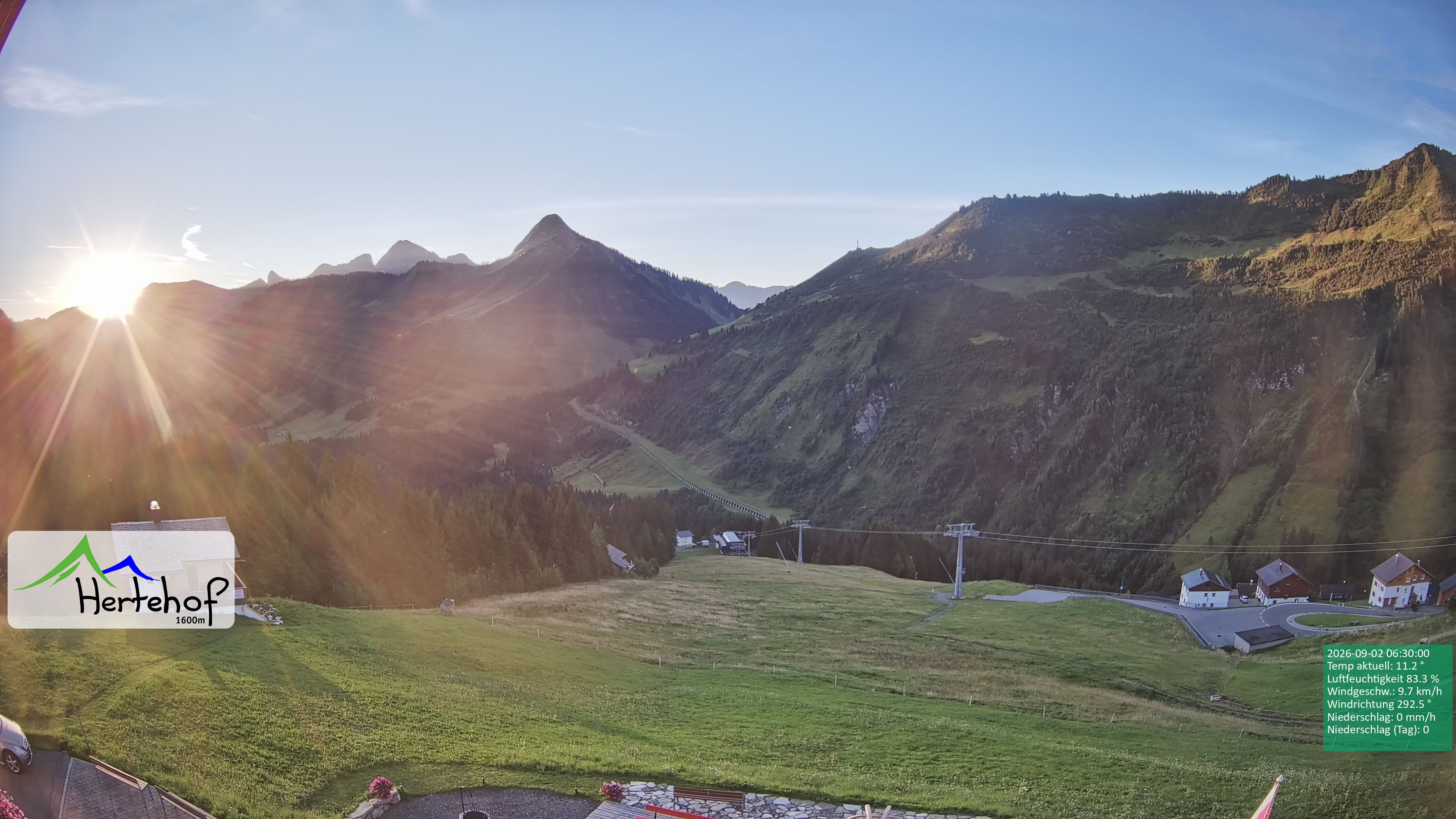 Archiv Foto Webcam Damüls: Blick vom Hertehof