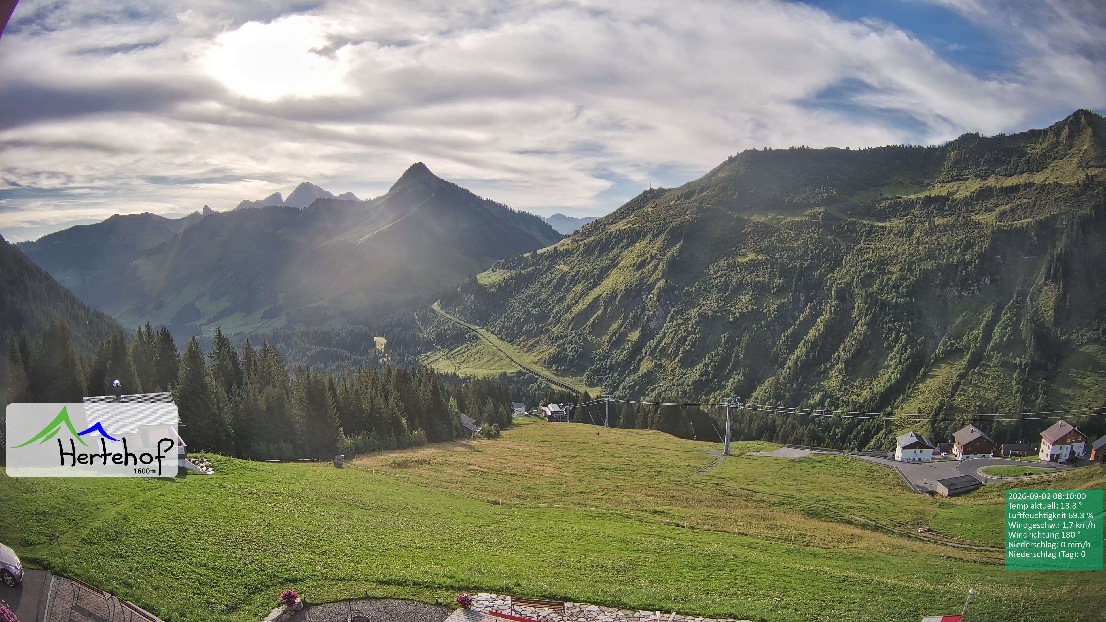 Archiv Foto Webcam Damüls: Blick vom Hertehof