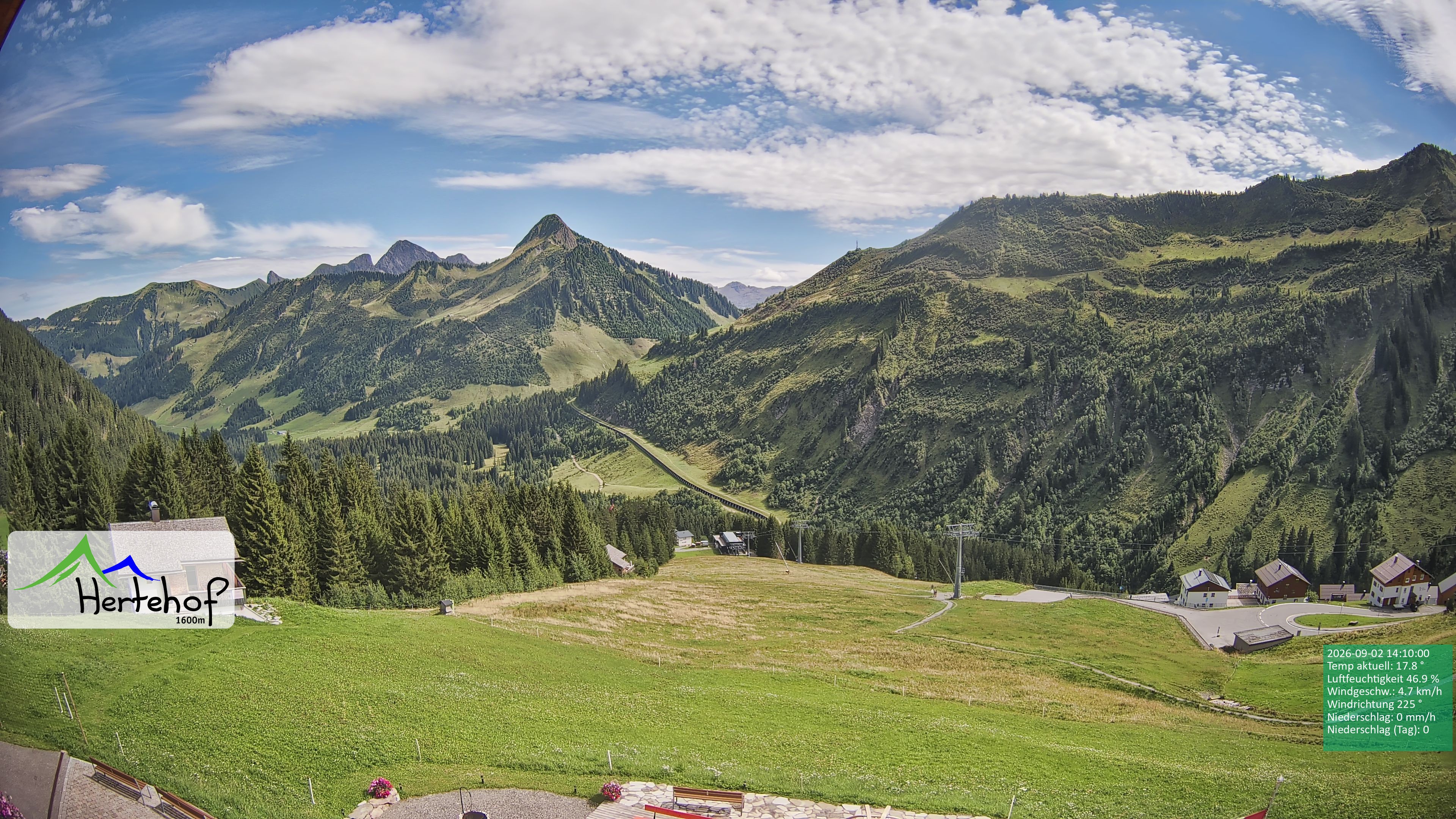 Archiv Foto Webcam Damüls: Blick vom Hertehof