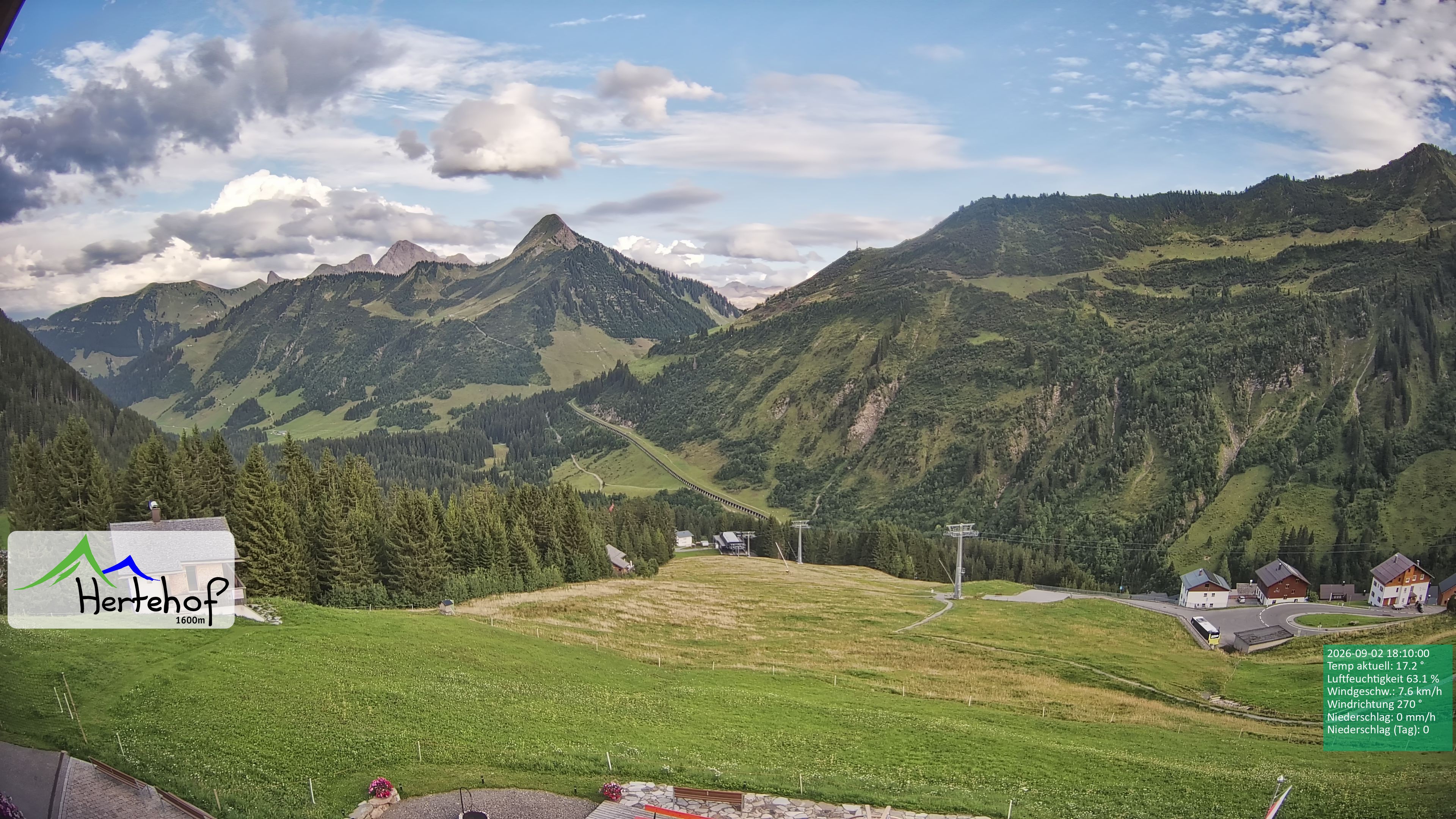 Archiv Foto Webcam Damüls: Blick vom Hertehof