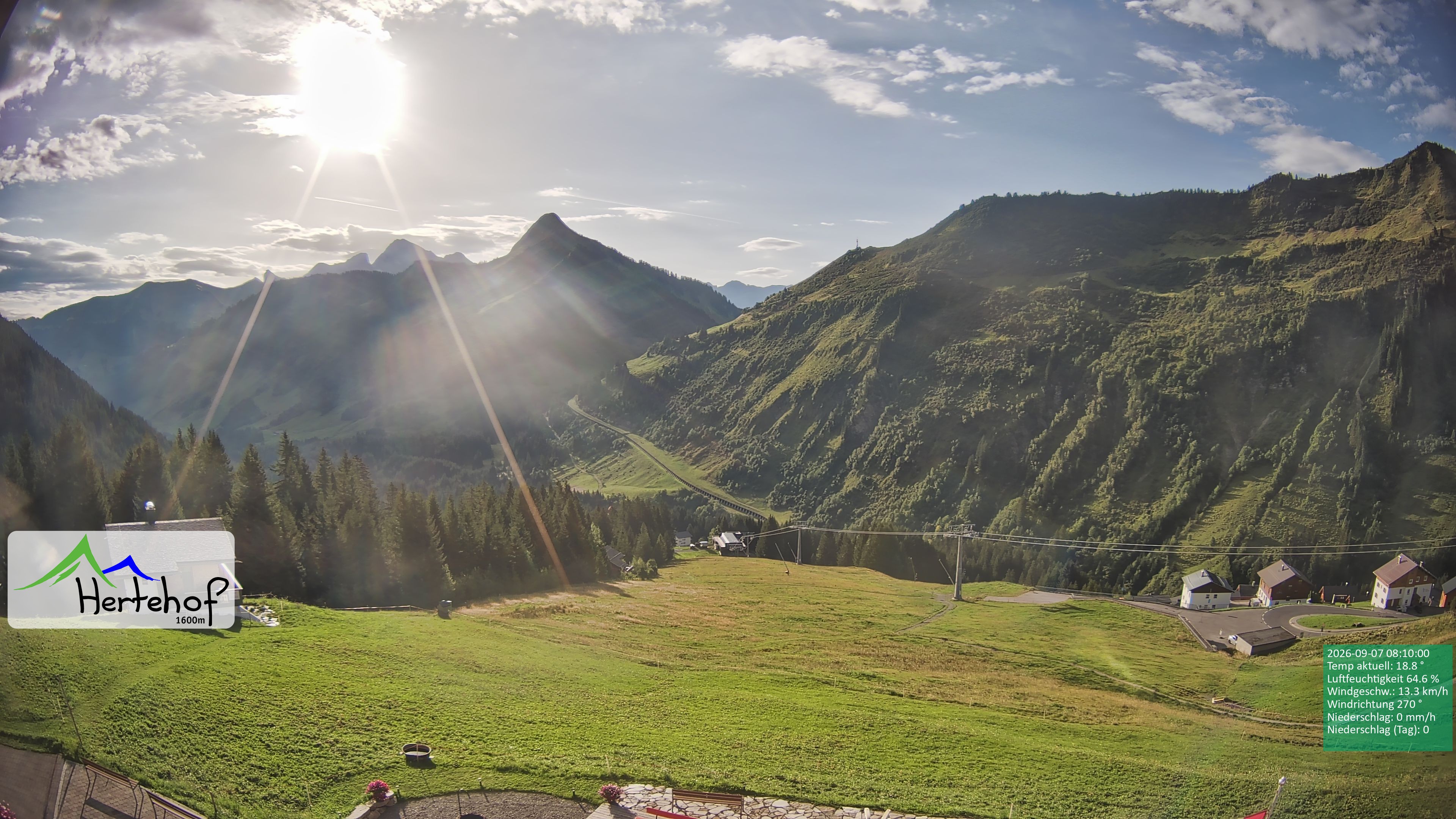 Archiv Foto Webcam Damüls: Blick vom Hertehof