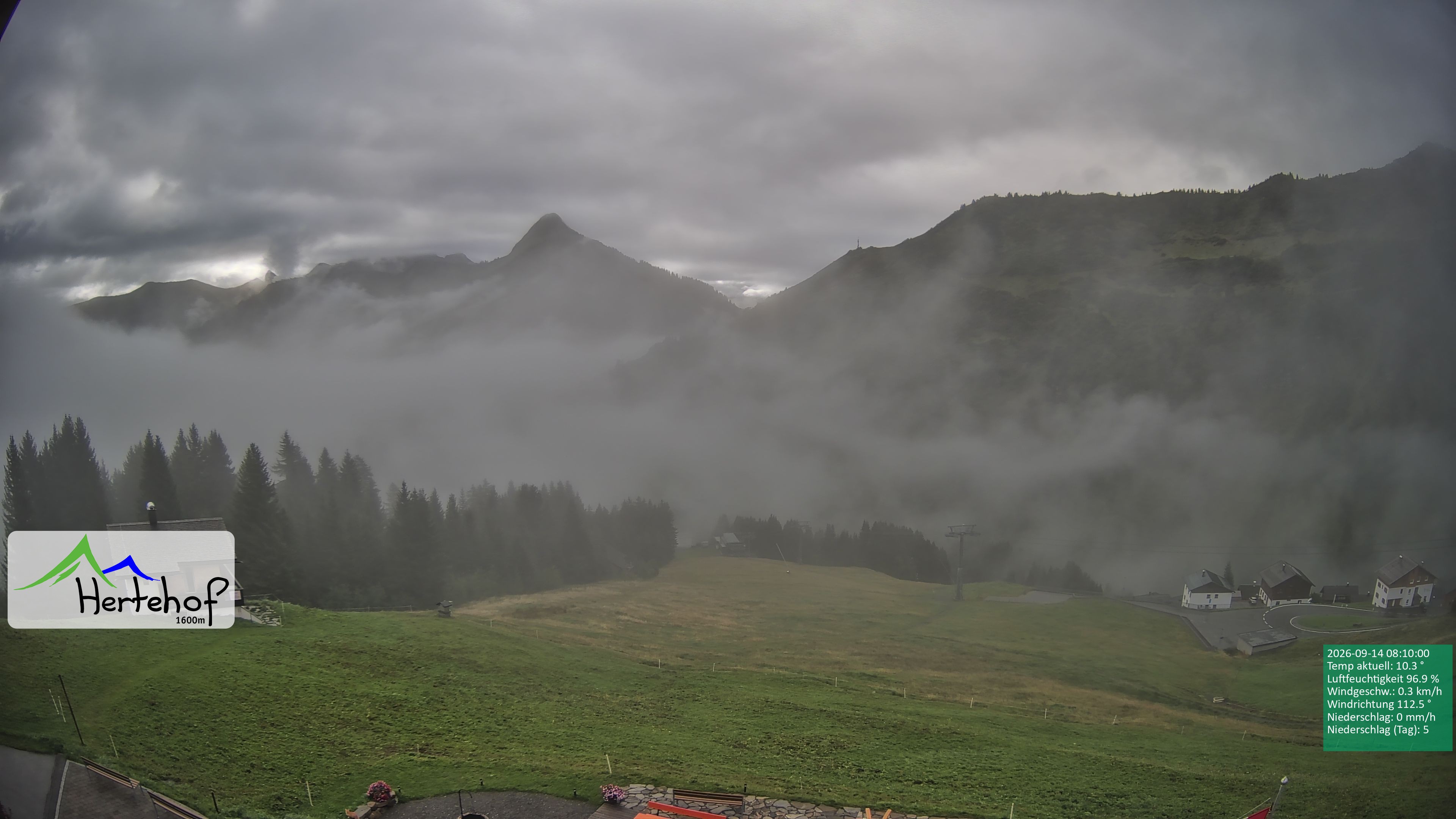 Archiv Foto Webcam Damüls: Blick vom Hertehof