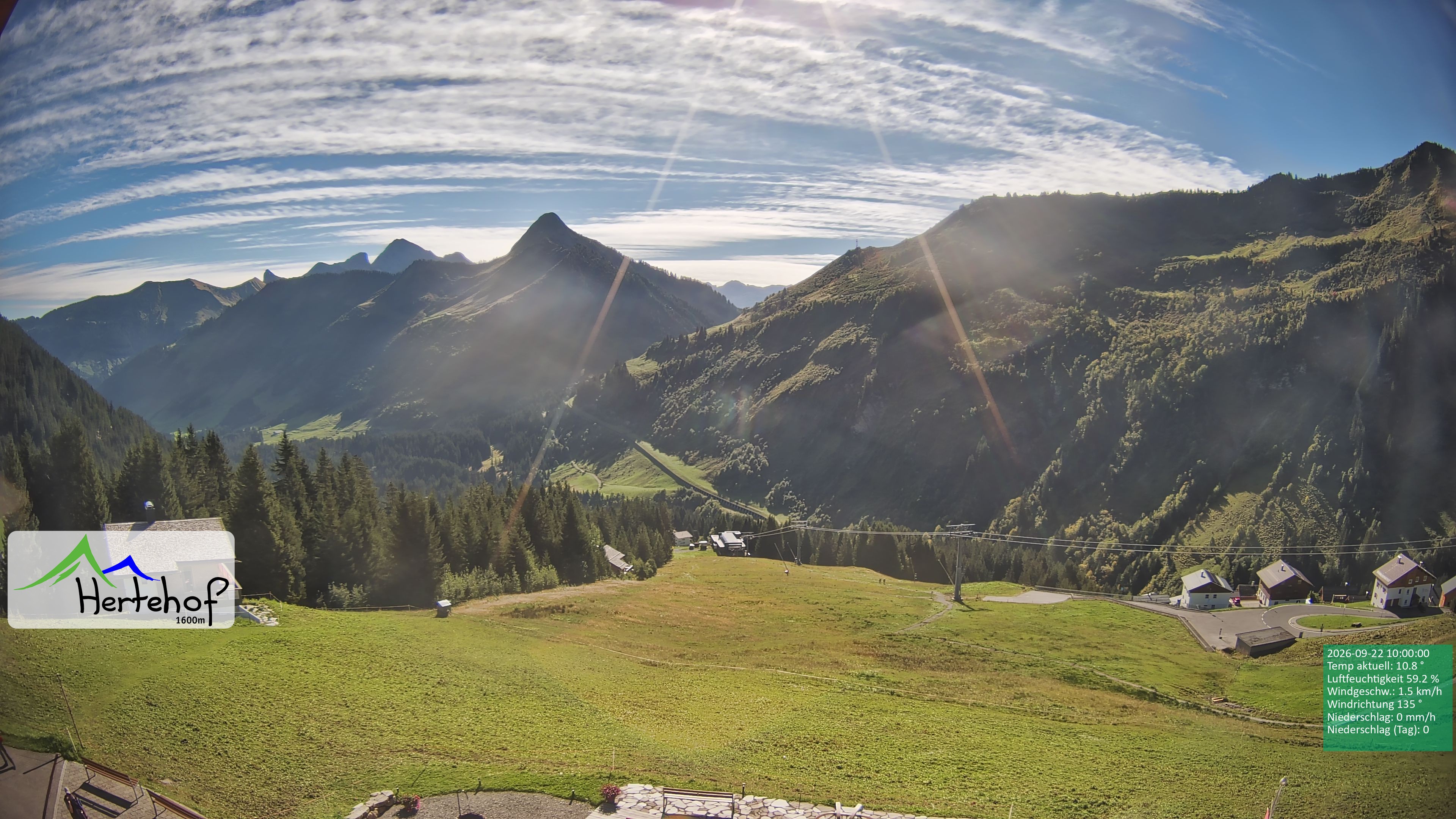 Archiv Foto Webcam Damüls: Blick vom Hertehof