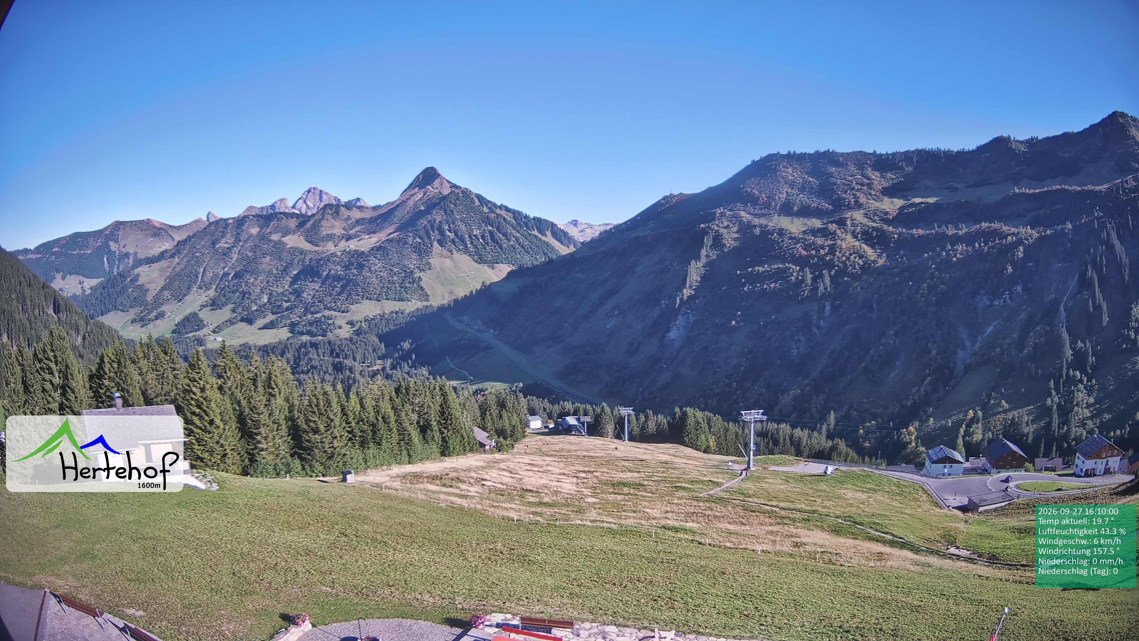 Archiv Foto Webcam Damüls: Blick vom Hertehof