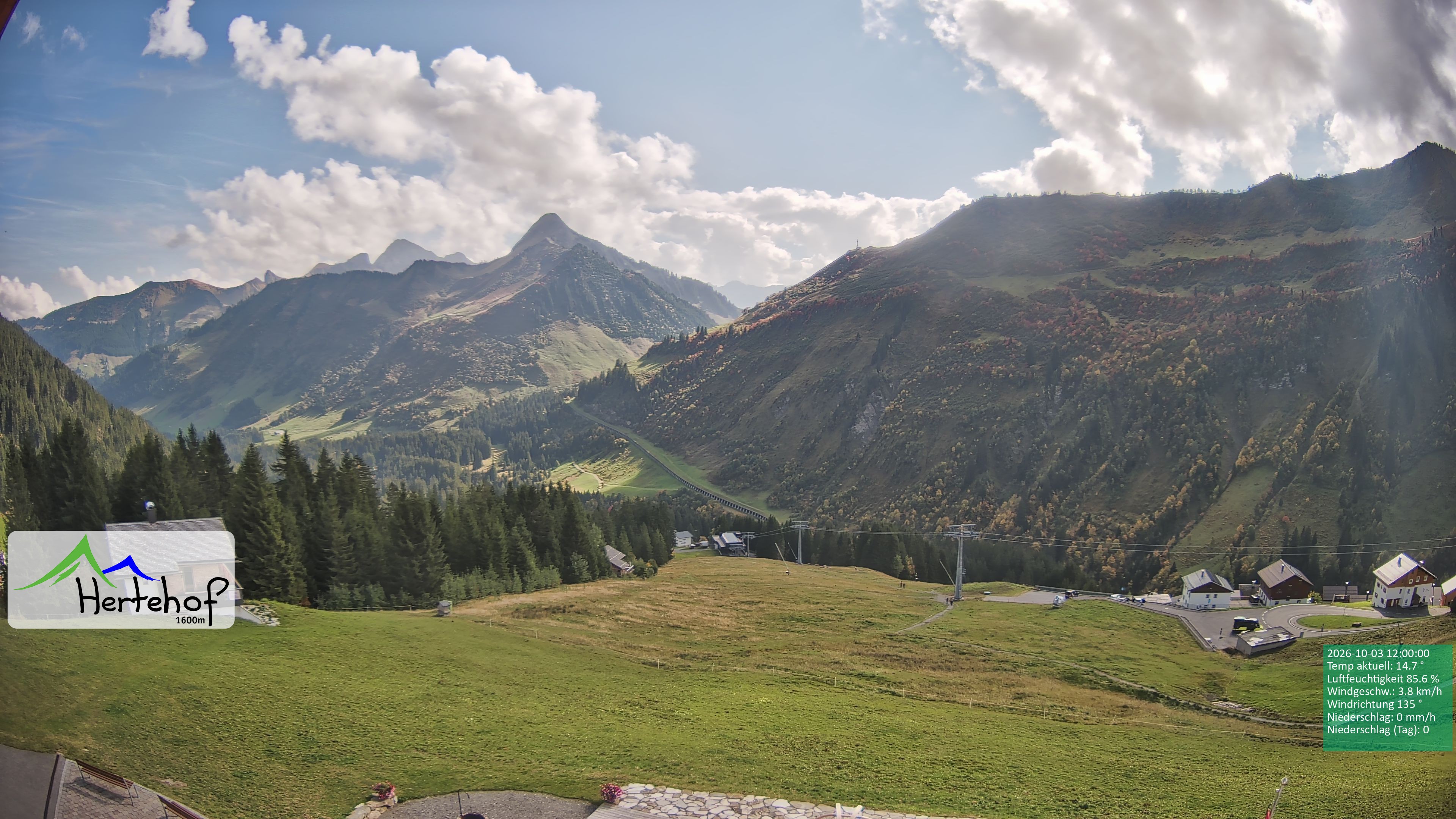 Archiv Foto Webcam Damüls: Blick vom Hertehof