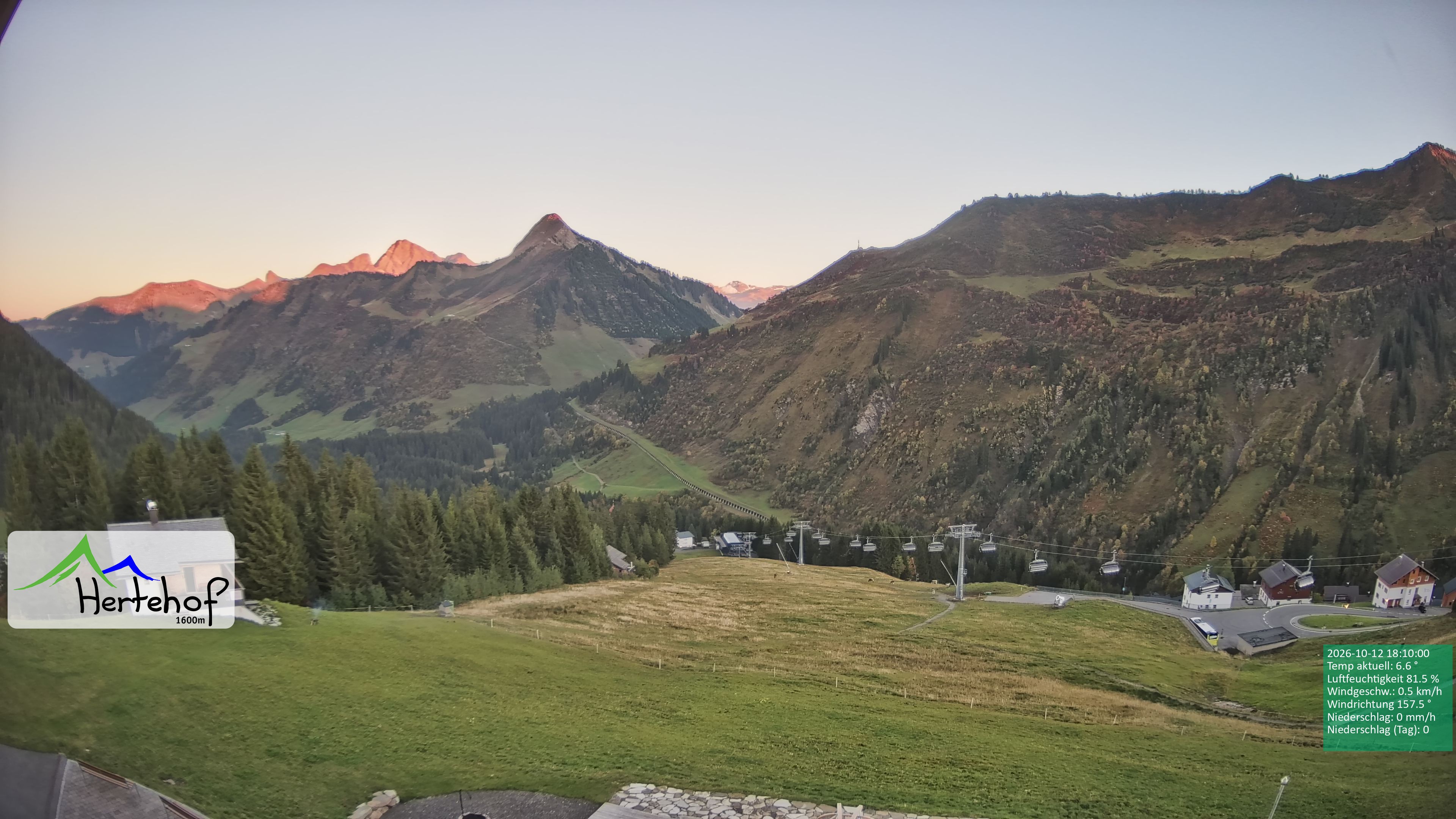 Archiv Foto Webcam Damüls: Blick vom Hertehof