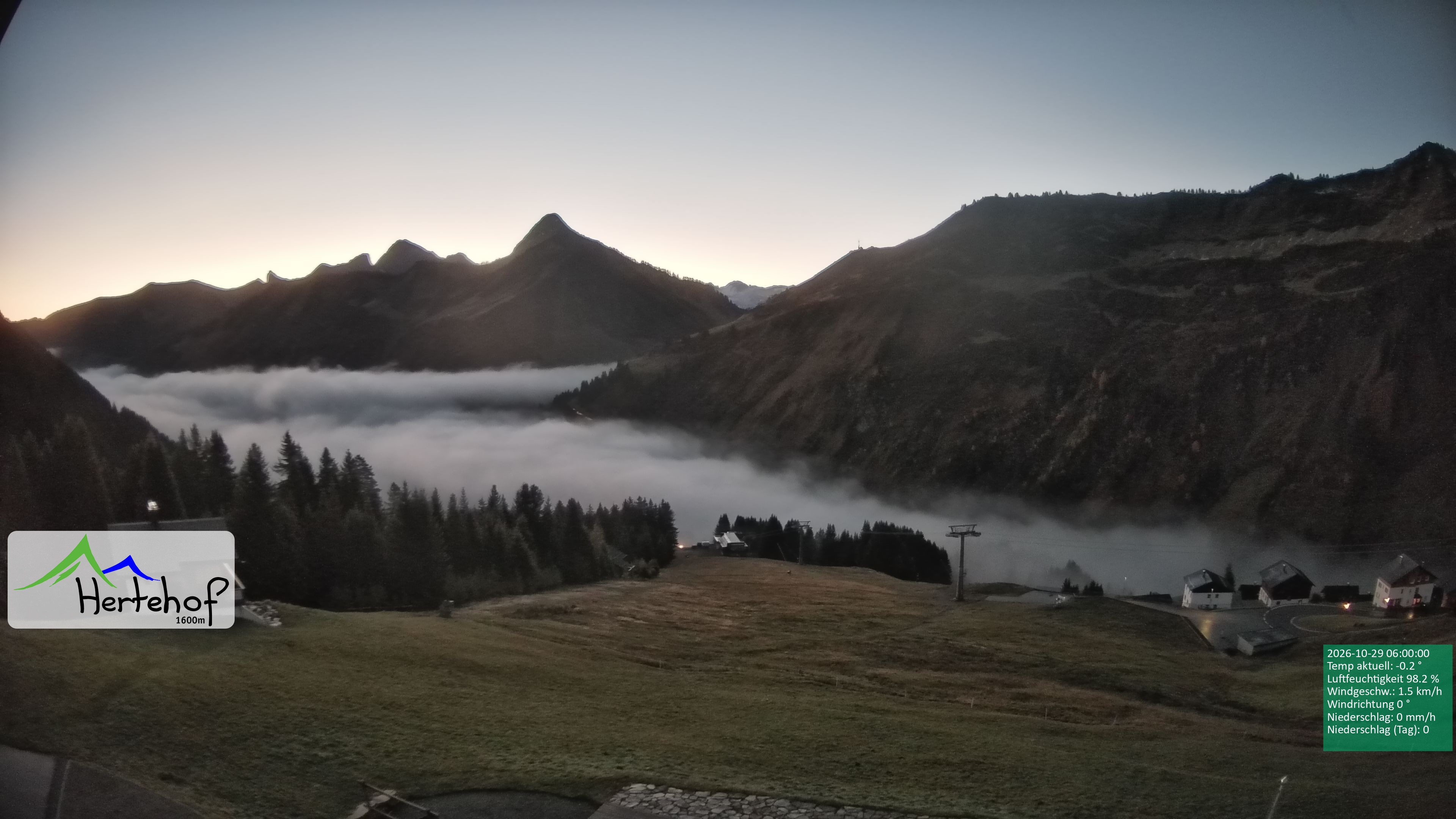 Archiv Foto Webcam Damüls: Blick vom Hertehof
