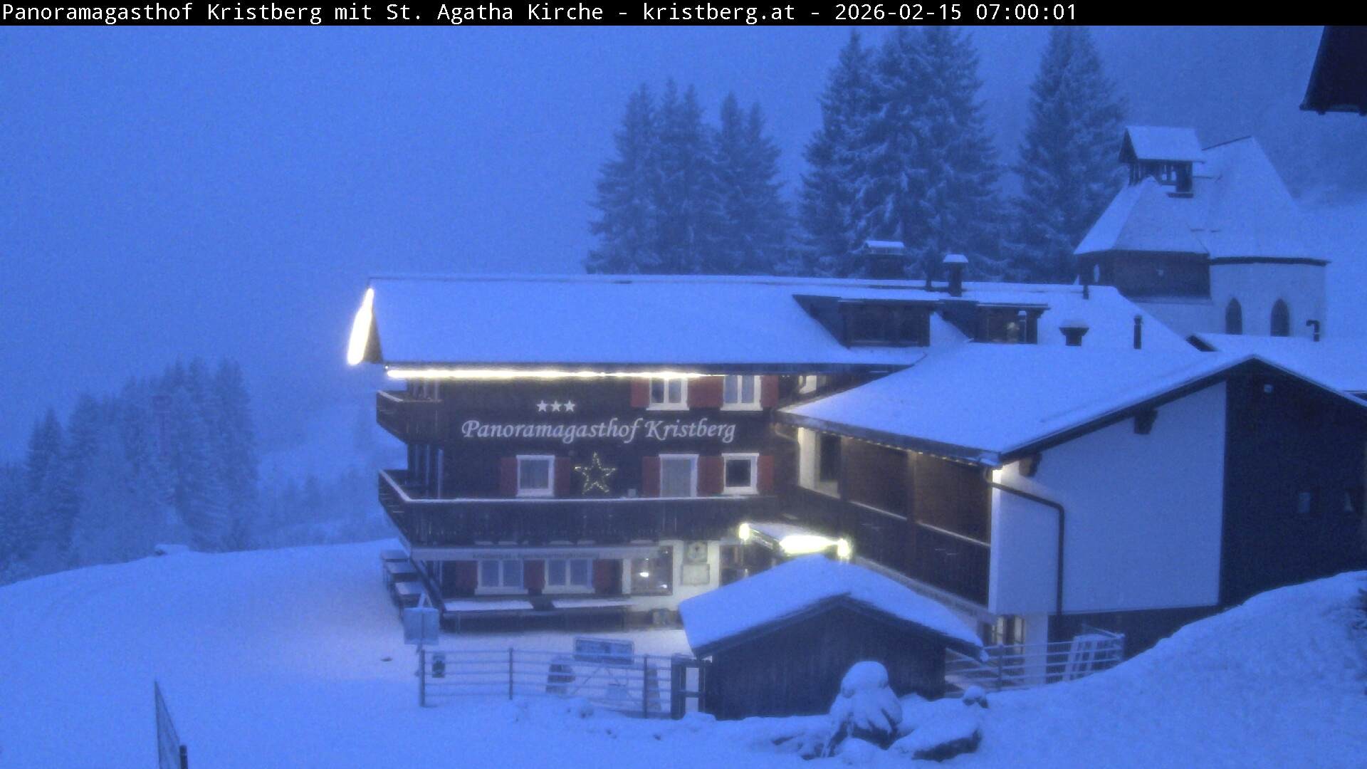 Archived image Webcam Restaurant "Panoramagasthof Kristberg" in Silbertal