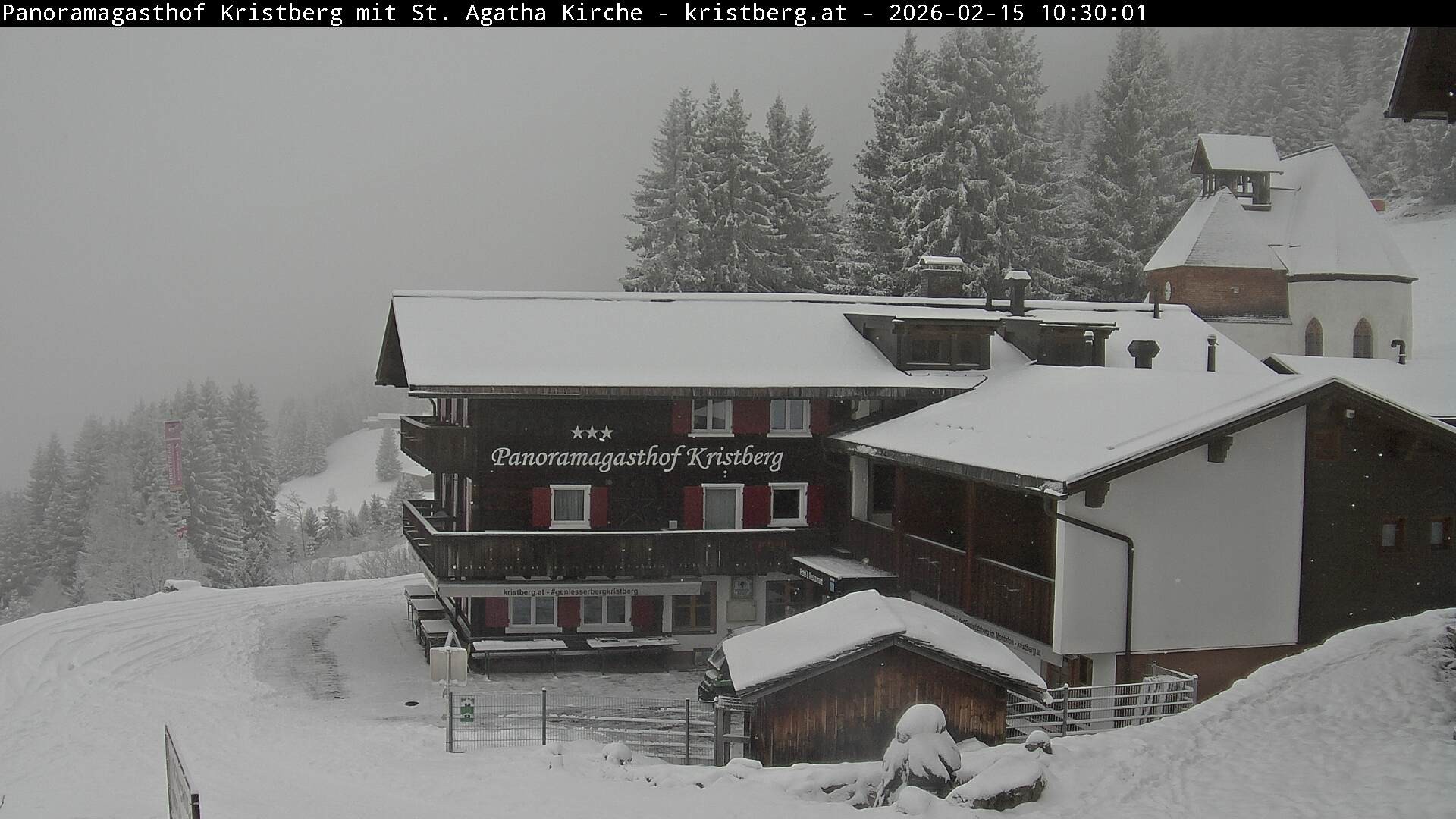 Archived image Webcam Restaurant "Panoramagasthof Kristberg" in Silbertal