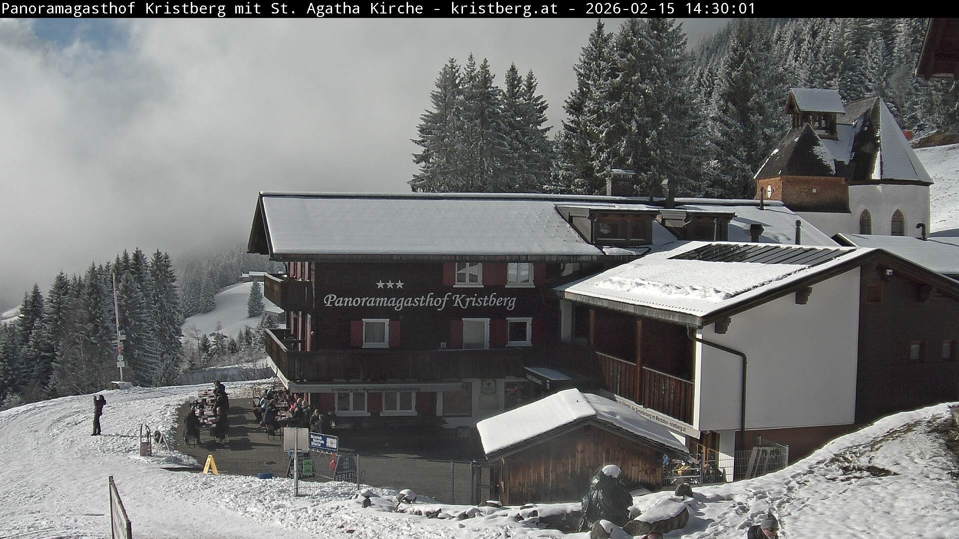 Archived image Webcam Restaurant "Panoramagasthof Kristberg" in Silbertal