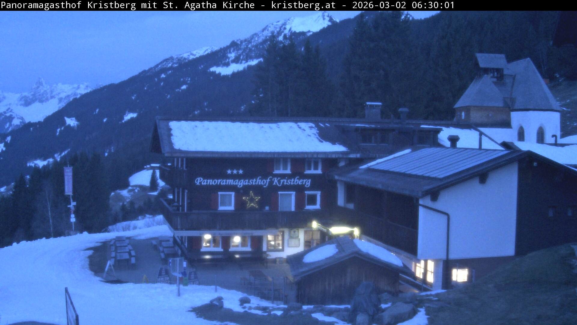 Archived image Webcam Restaurant "Panoramagasthof Kristberg" in Silbertal