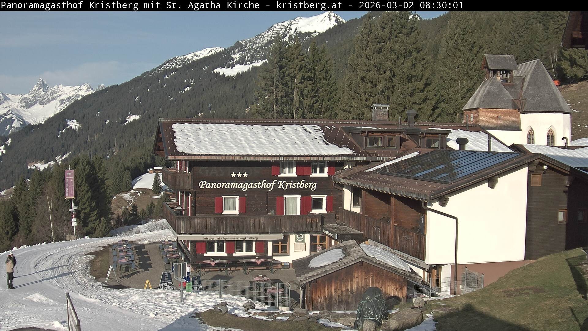 Archived image Webcam Restaurant "Panoramagasthof Kristberg" in Silbertal