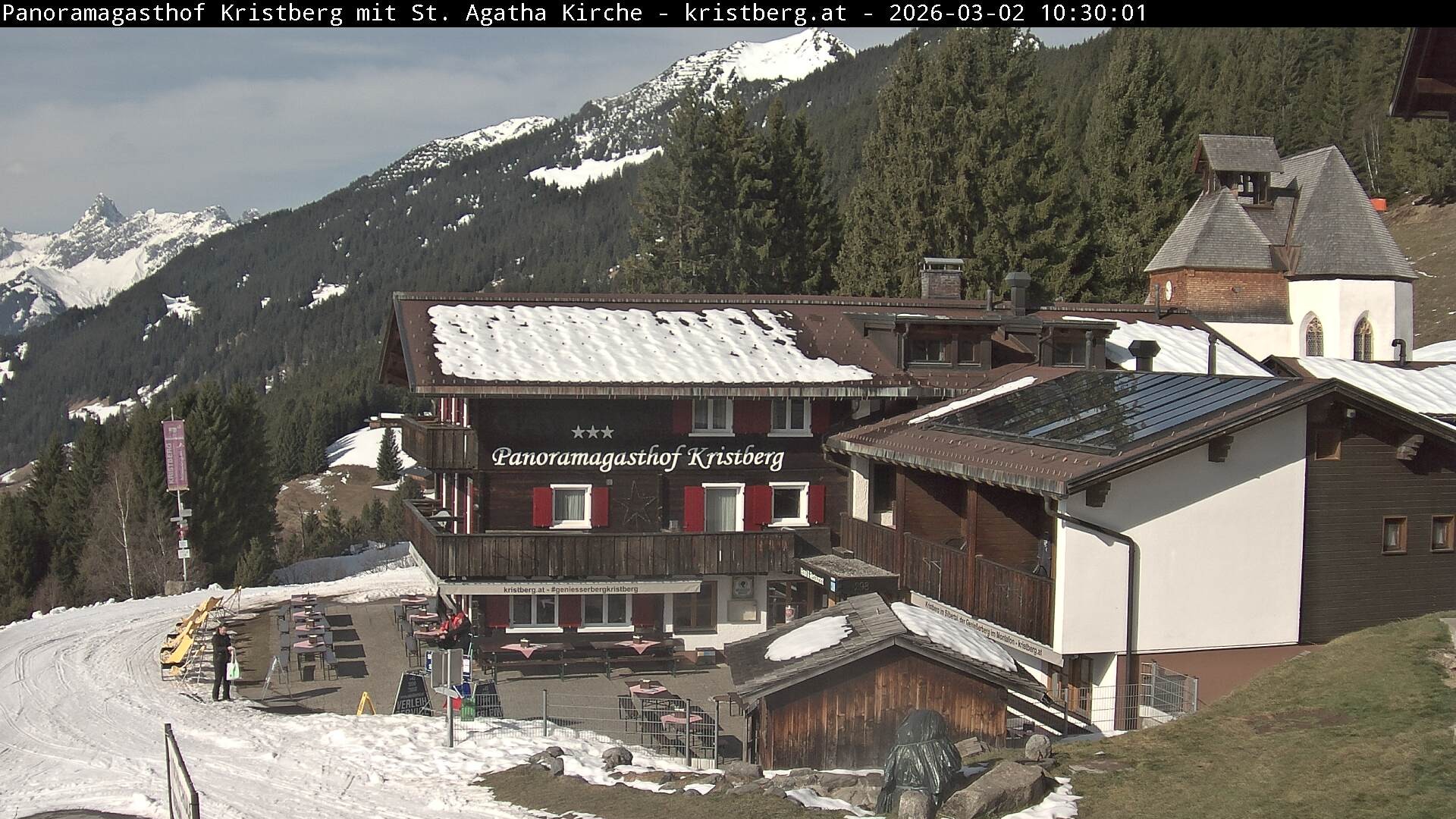 Archived image Webcam Restaurant "Panoramagasthof Kristberg" in Silbertal