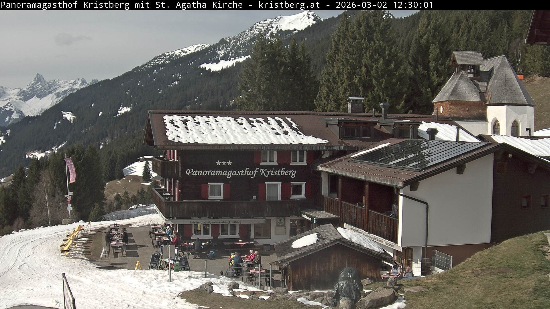 Archived image Webcam Restaurant "Panoramagasthof Kristberg" in Silbertal