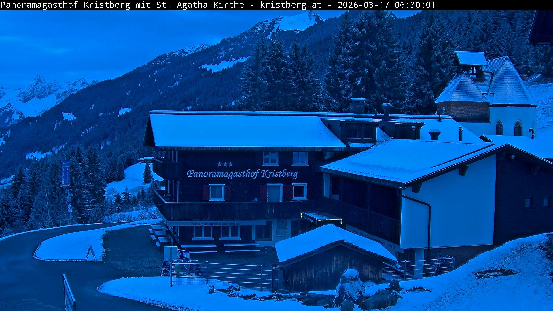 Archived image Webcam Restaurant "Panoramagasthof Kristberg" in Silbertal