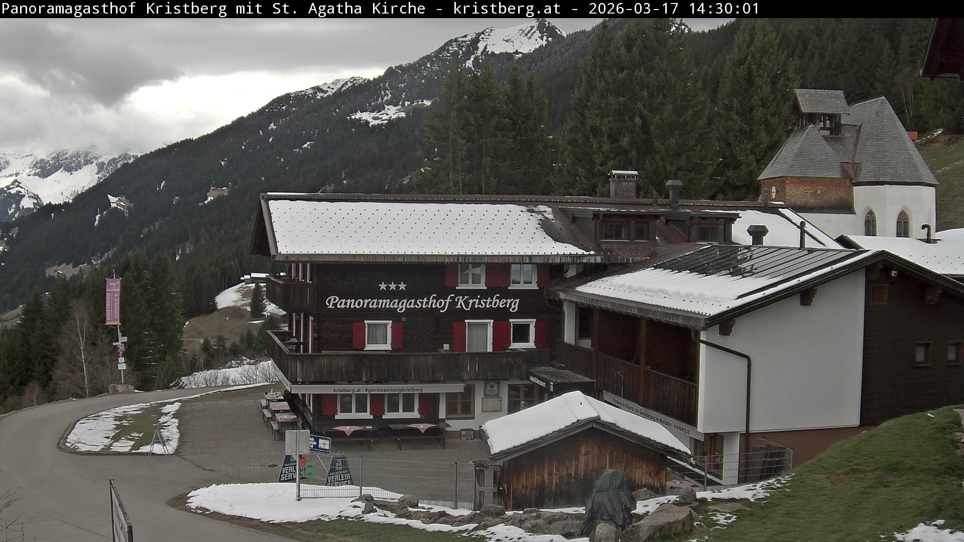 Archived image Webcam Restaurant "Panoramagasthof Kristberg" in Silbertal