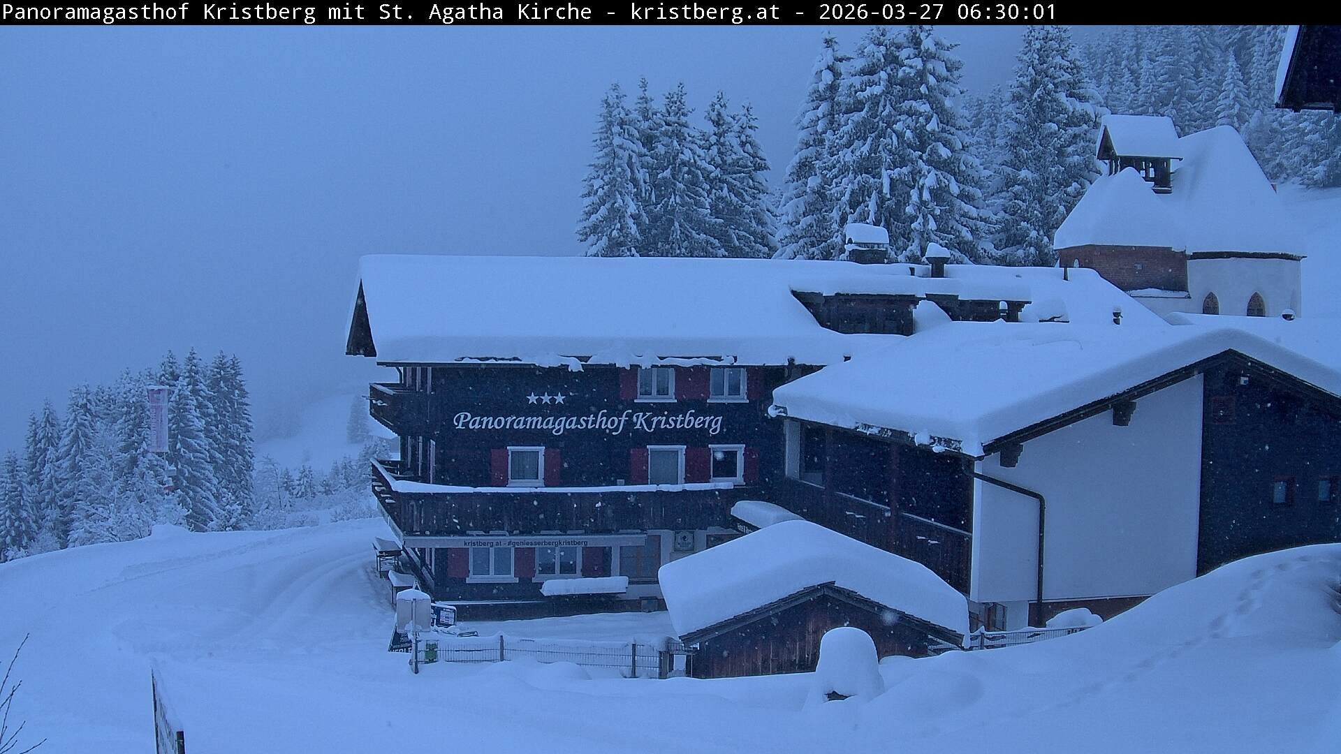 Archived image Webcam Restaurant "Panoramagasthof Kristberg" in Silbertal