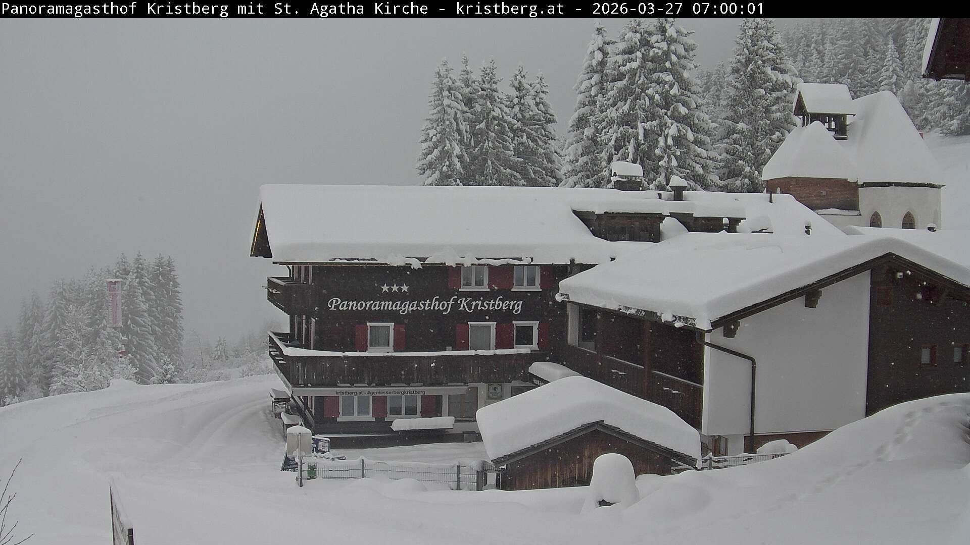 Archived image Webcam Restaurant "Panoramagasthof Kristberg" in Silbertal