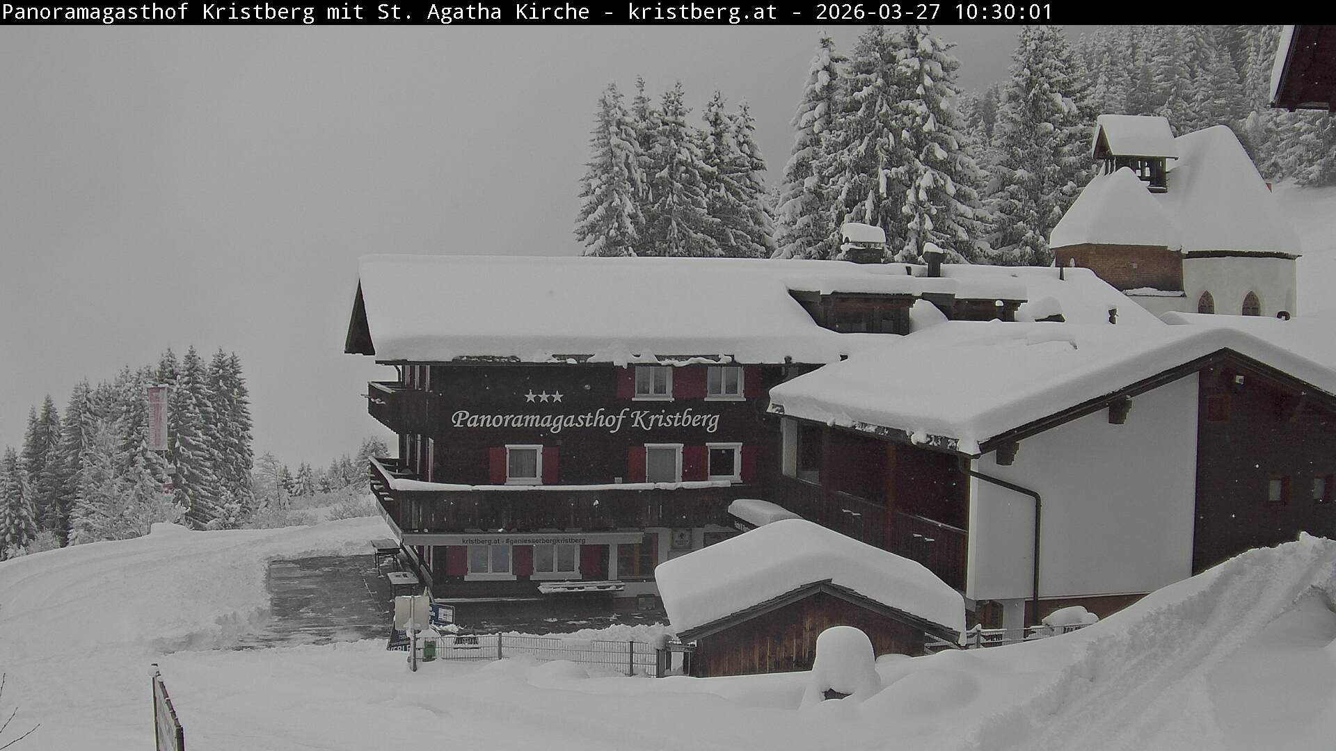 Archived image Webcam Restaurant "Panoramagasthof Kristberg" in Silbertal