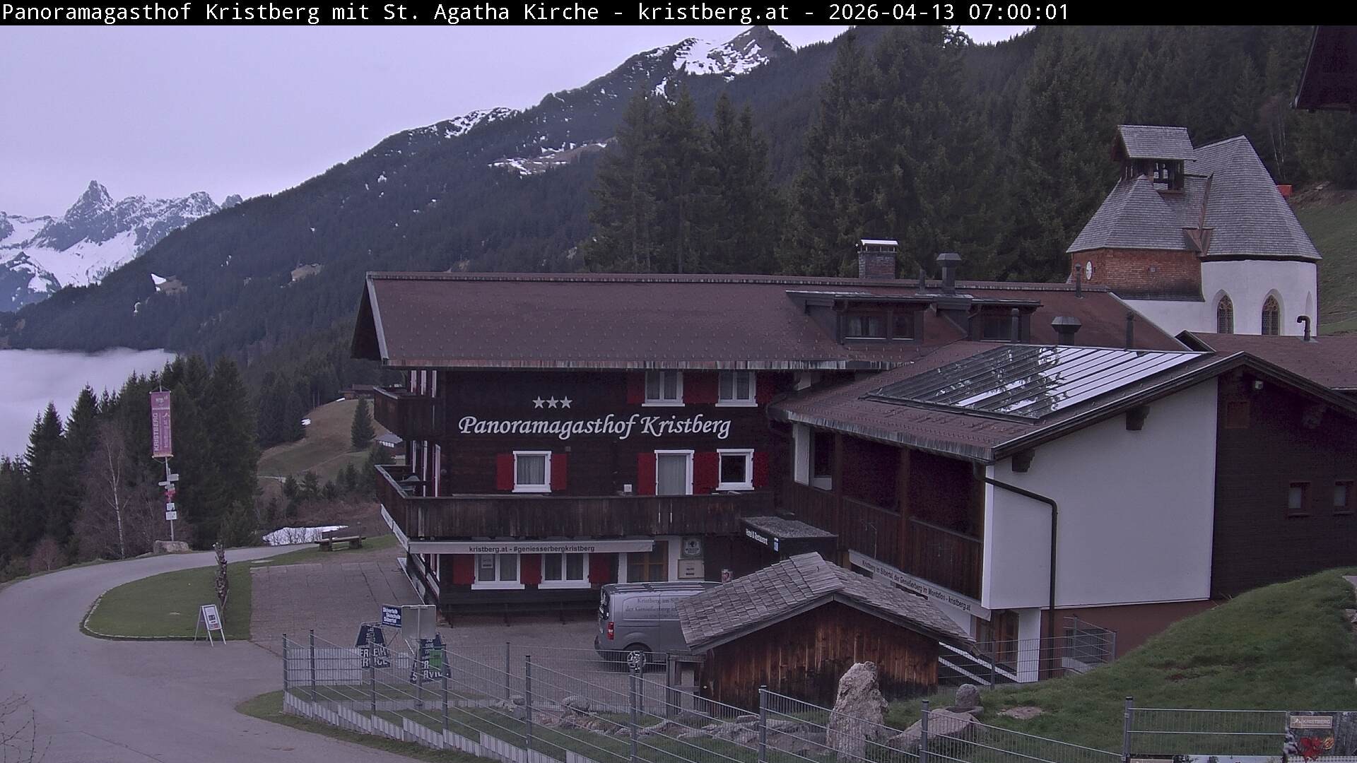 Archived image Webcam Restaurant "Panoramagasthof Kristberg" in Silbertal