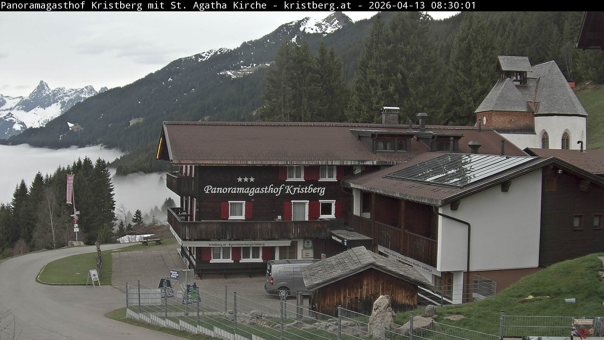 Archived image Webcam Restaurant "Panoramagasthof Kristberg" in Silbertal