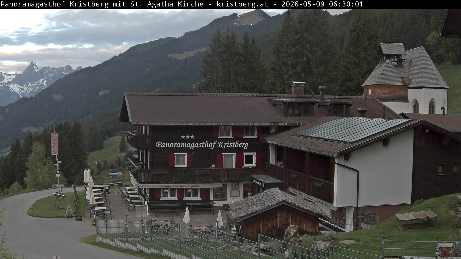 Archived image Webcam Restaurant "Panoramagasthof Kristberg" in Silbertal