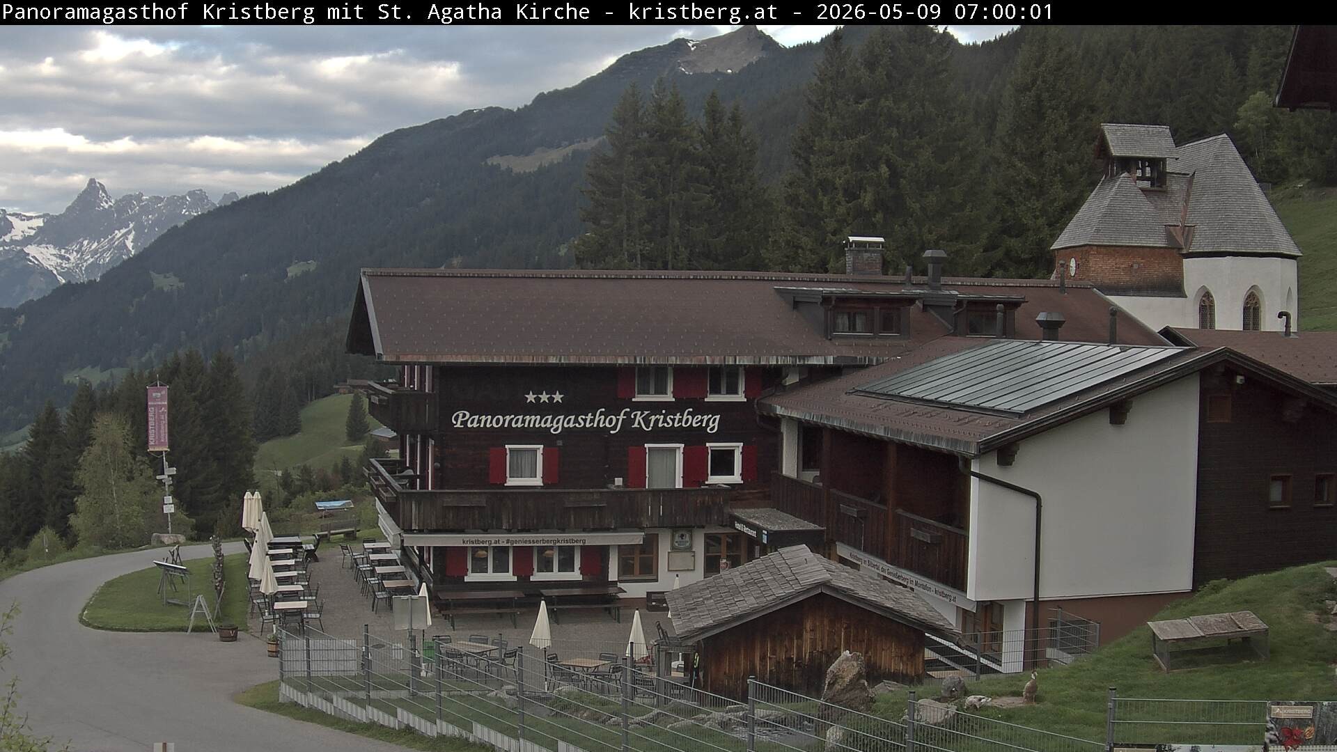 Archived image Webcam Restaurant "Panoramagasthof Kristberg" in Silbertal