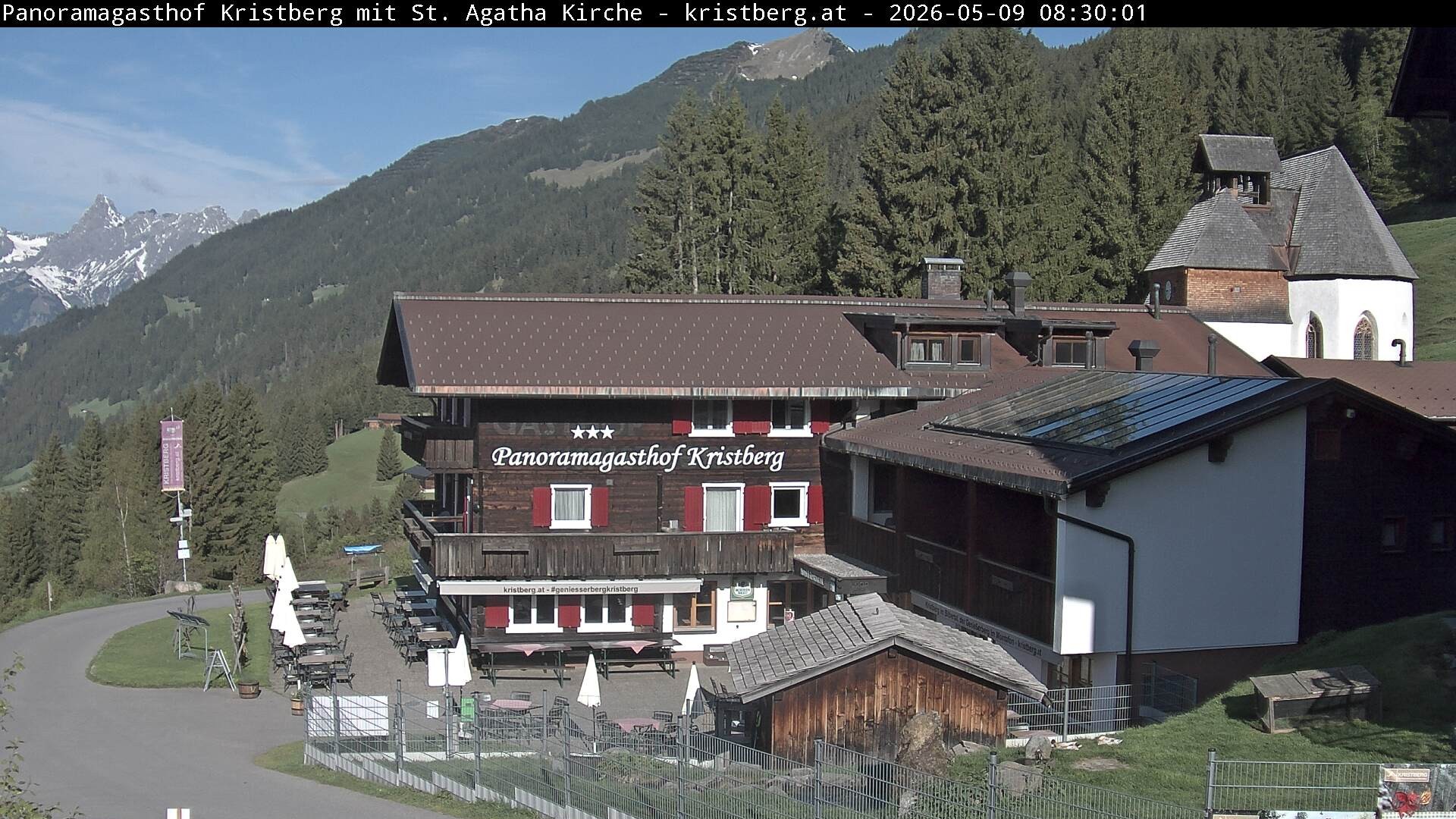 Archived image Webcam Restaurant "Panoramagasthof Kristberg" in Silbertal