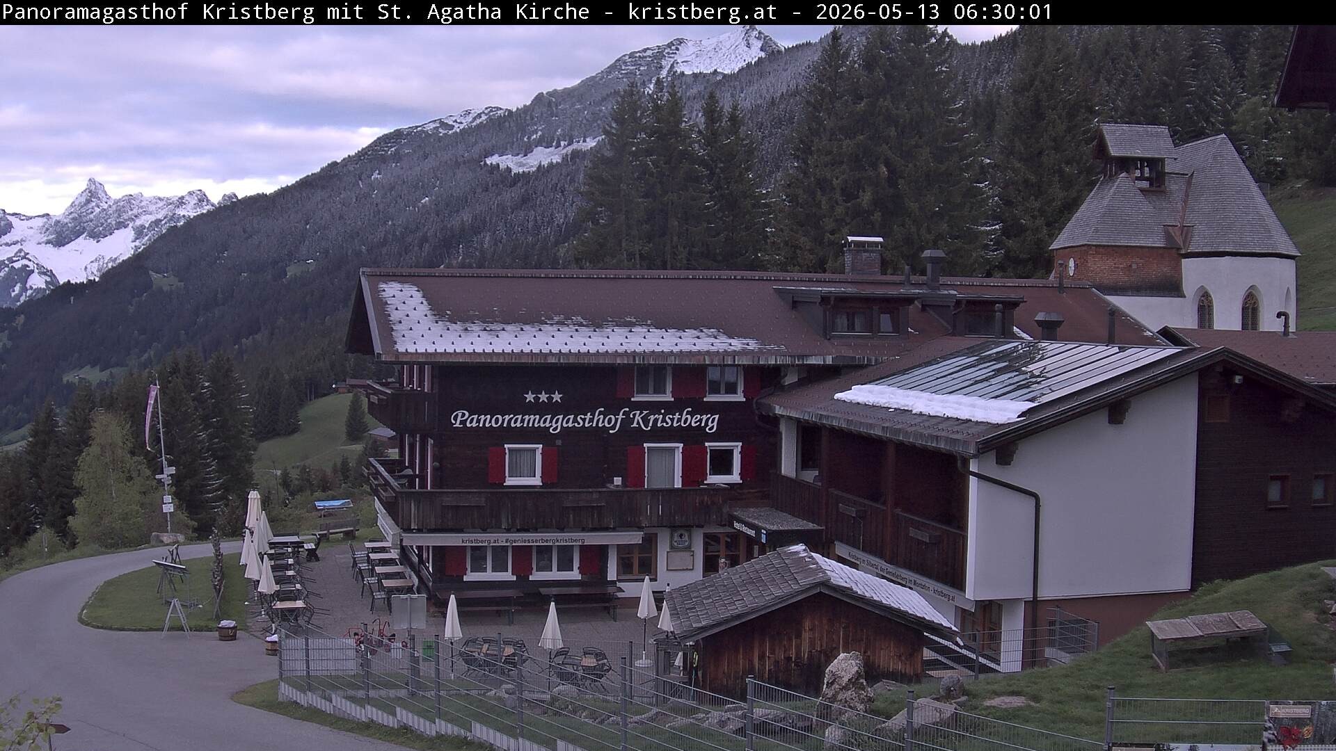Archived image Webcam Restaurant "Panoramagasthof Kristberg" in Silbertal