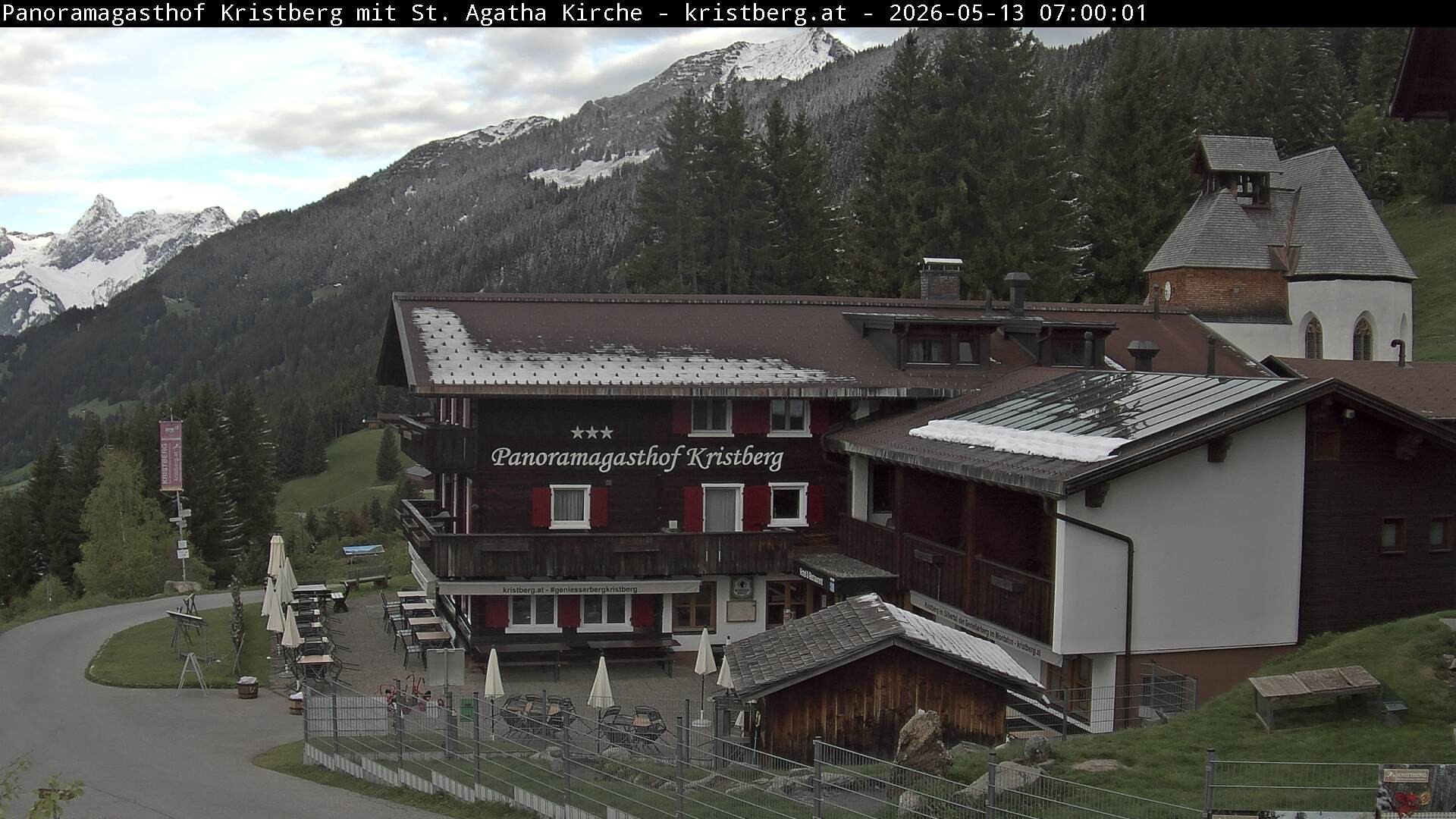 Archived image Webcam Restaurant "Panoramagasthof Kristberg" in Silbertal