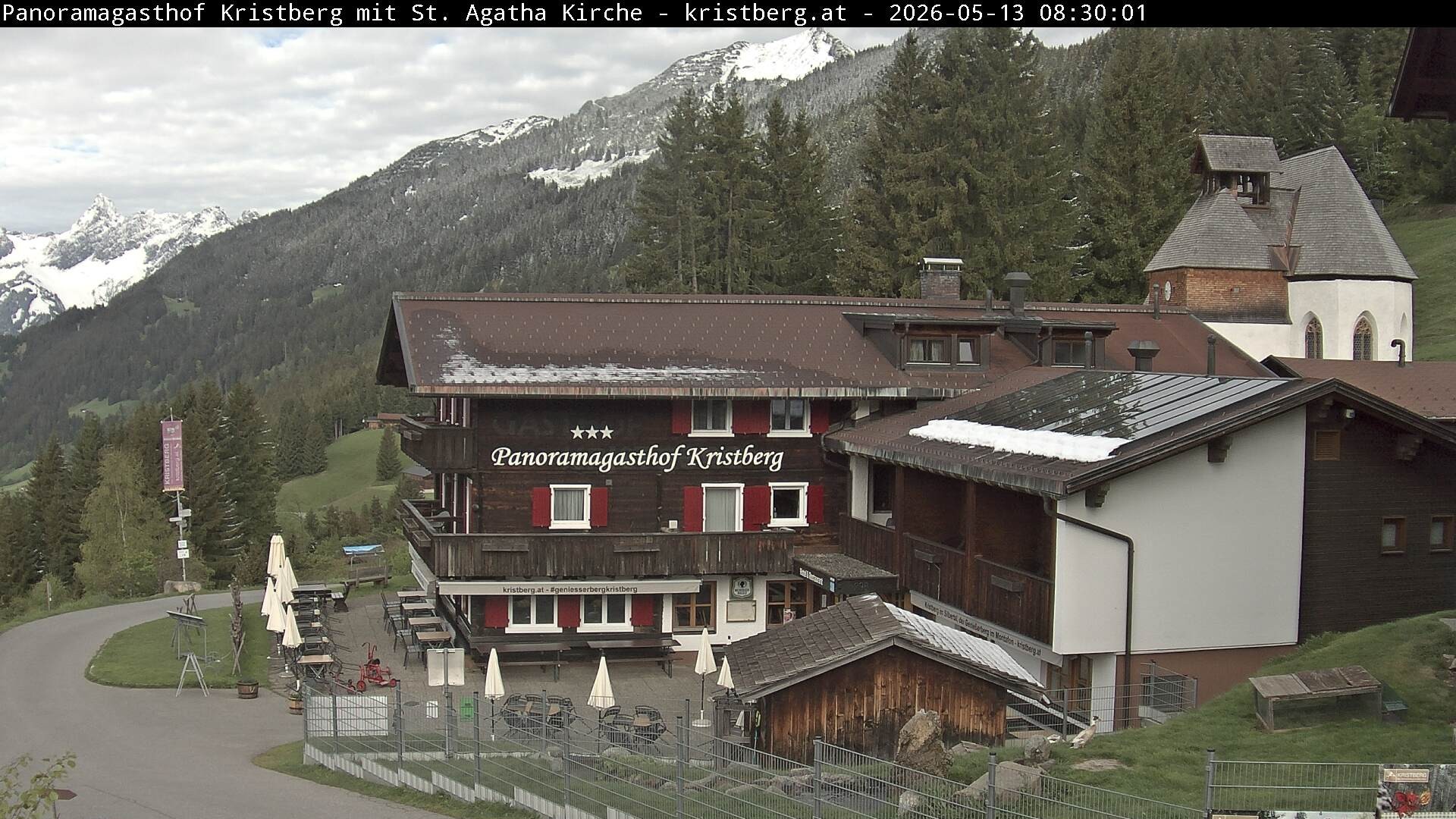 Archived image Webcam Restaurant "Panoramagasthof Kristberg" in Silbertal