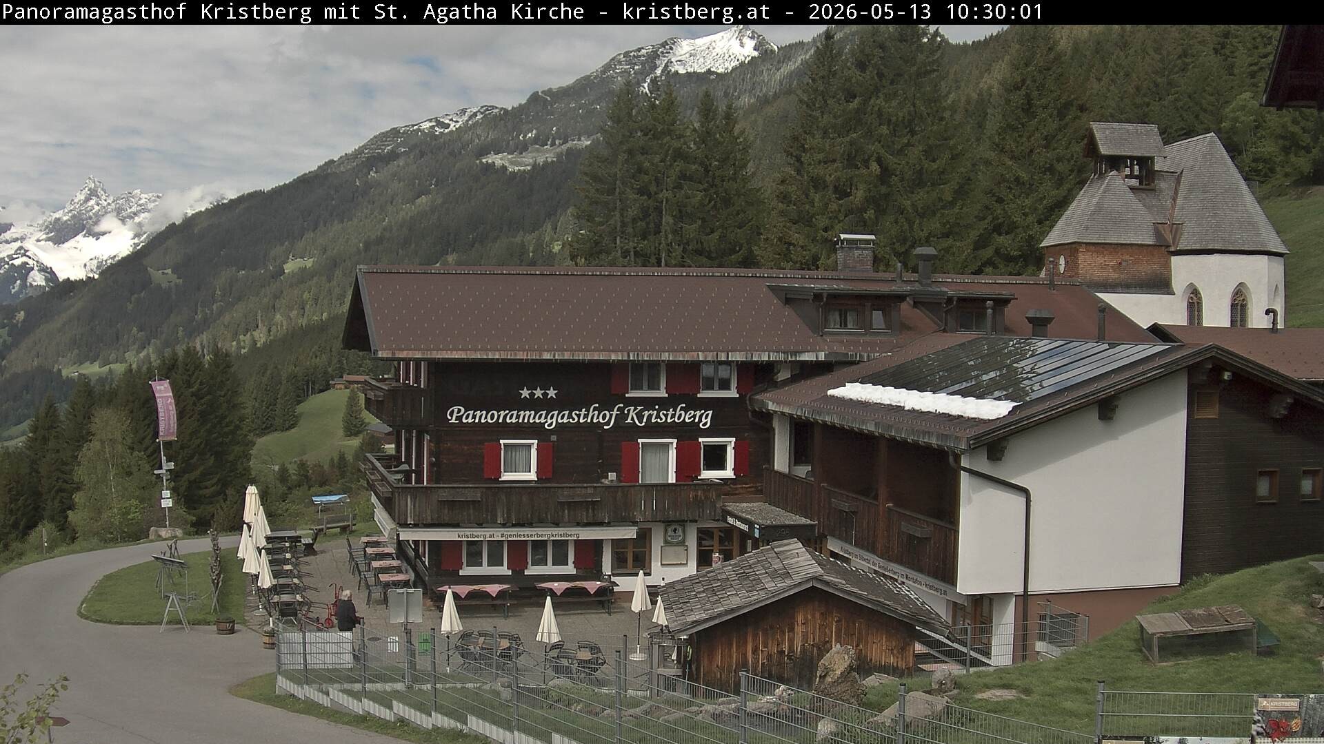 Archived image Webcam Restaurant "Panoramagasthof Kristberg" in Silbertal