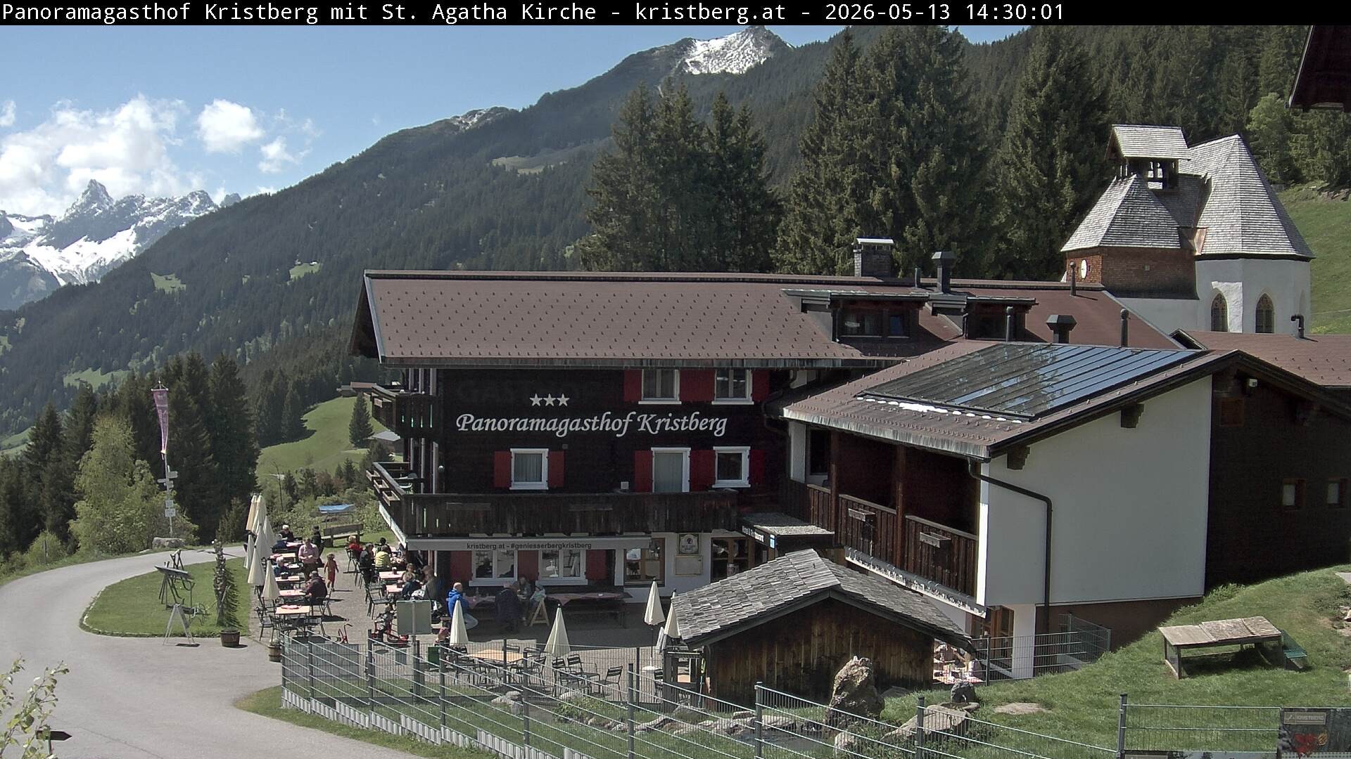 Archived image Webcam Restaurant "Panoramagasthof Kristberg" in Silbertal