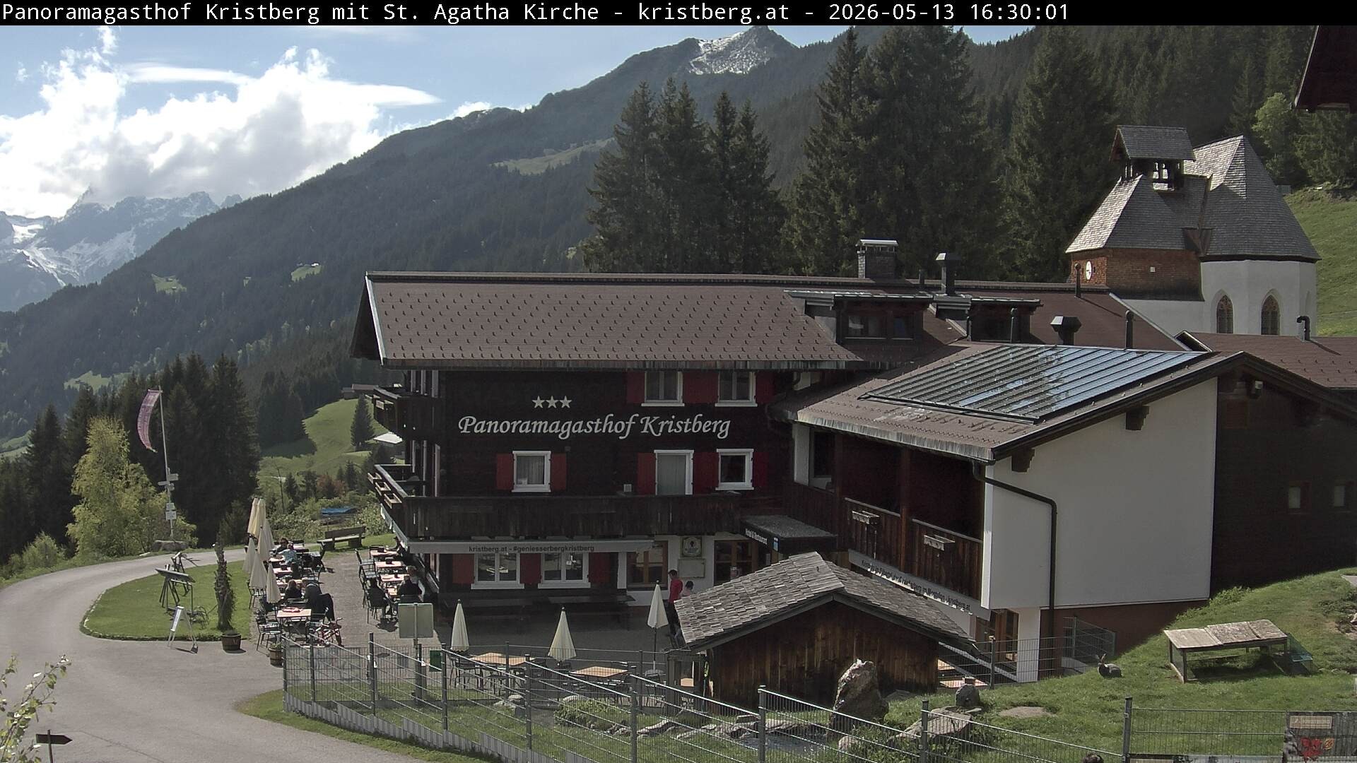 Archived image Webcam Restaurant "Panoramagasthof Kristberg" in Silbertal