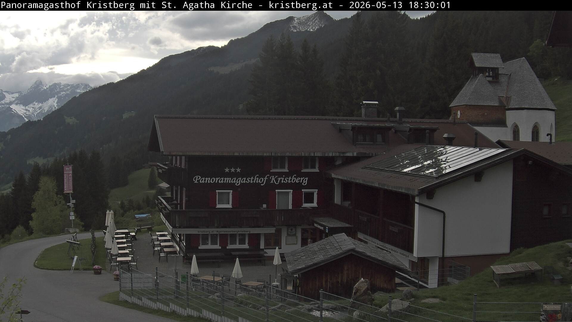 Archived image Webcam Restaurant "Panoramagasthof Kristberg" in Silbertal