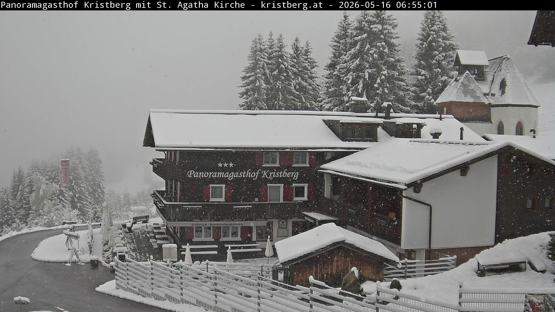 Archived image Webcam Restaurant "Panoramagasthof Kristberg" in Silbertal