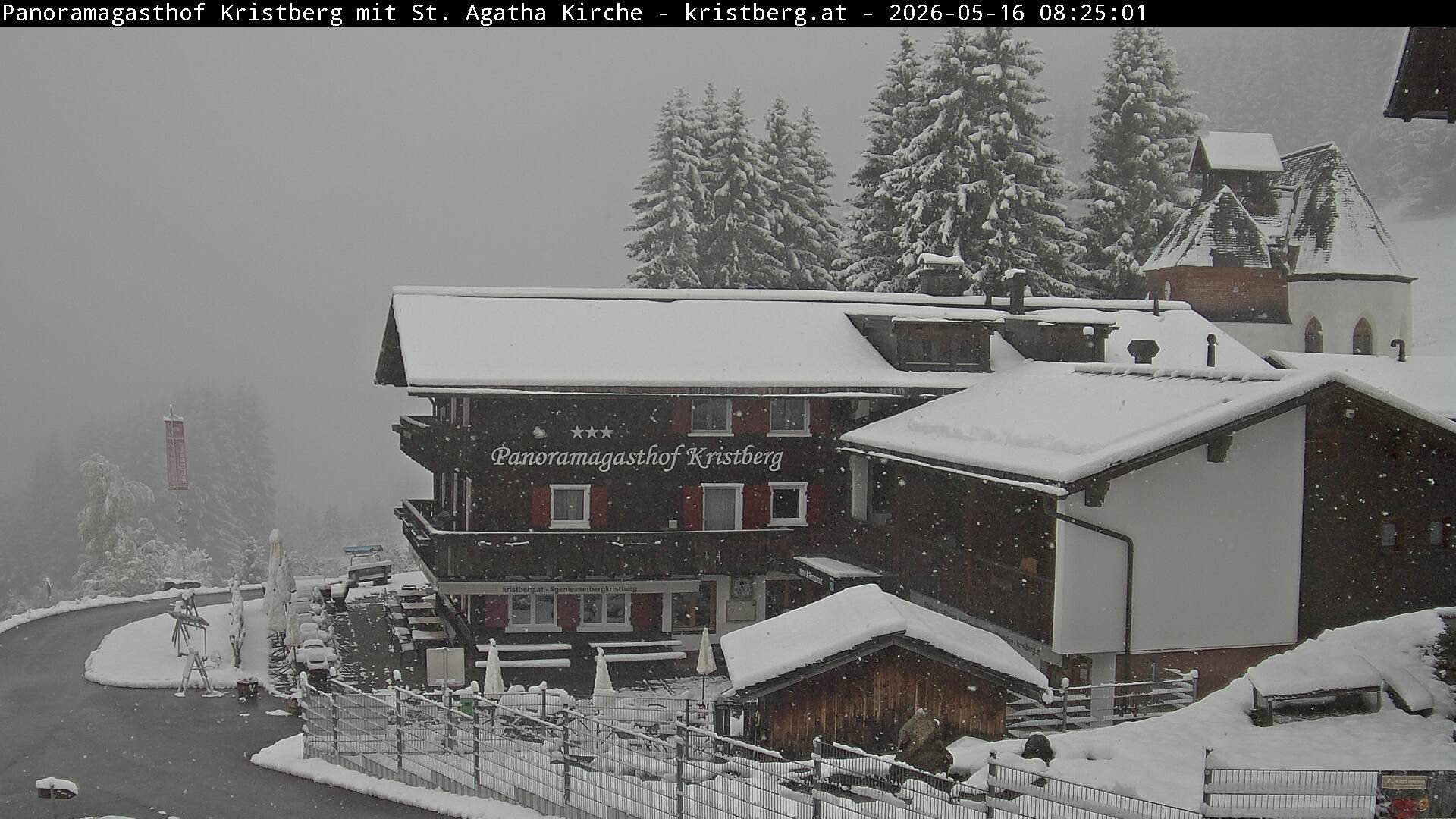 Archived image Webcam Restaurant "Panoramagasthof Kristberg" in Silbertal