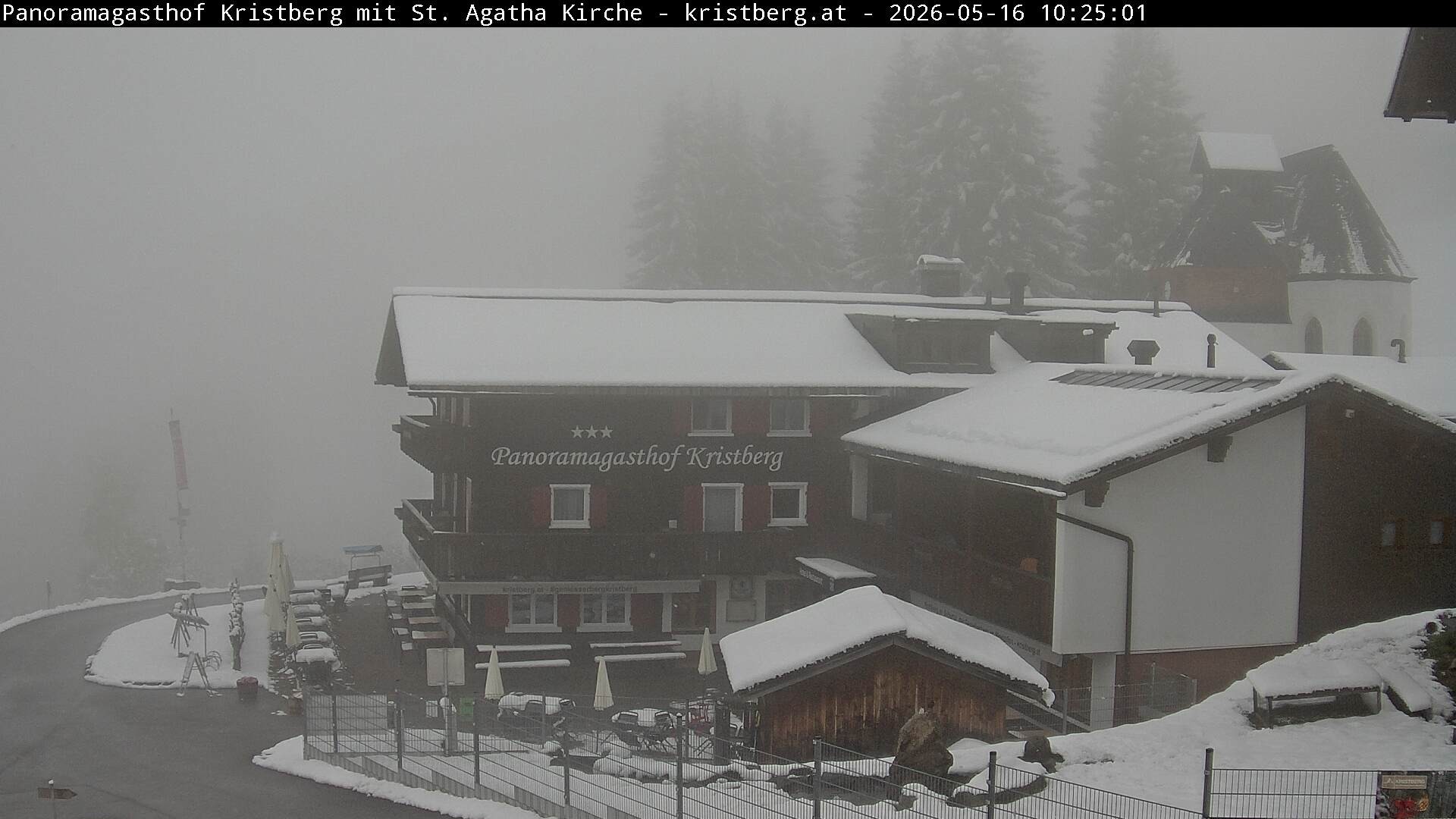 Archived image Webcam Restaurant "Panoramagasthof Kristberg" in Silbertal