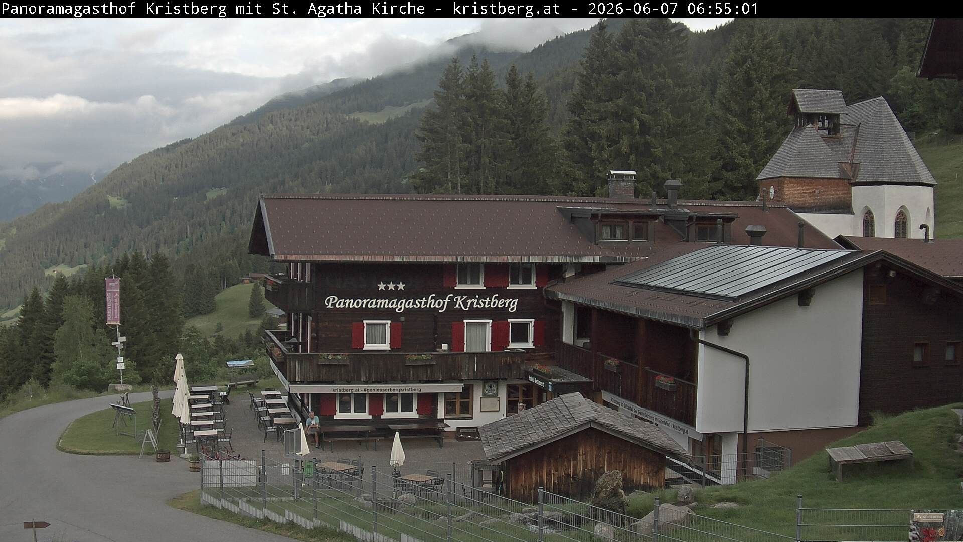 Archived image Webcam Restaurant "Panoramagasthof Kristberg" in Silbertal