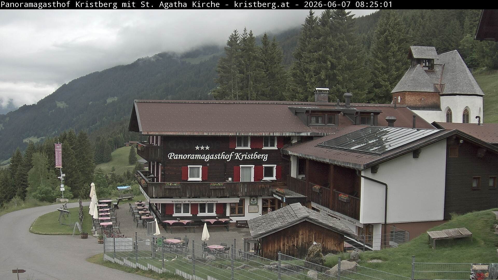 Archived image Webcam Restaurant "Panoramagasthof Kristberg" in Silbertal