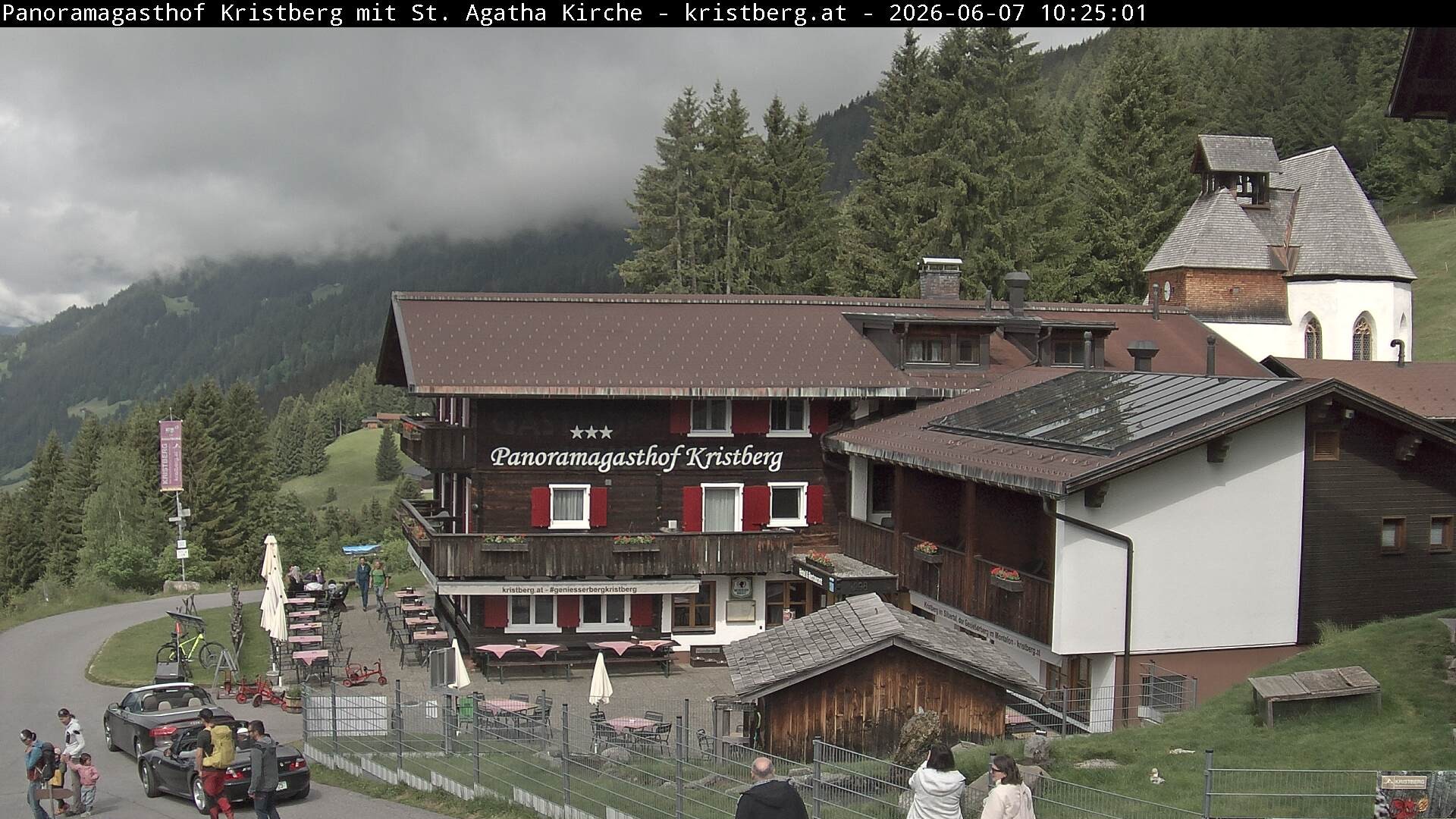 Archived image Webcam Restaurant "Panoramagasthof Kristberg" in Silbertal