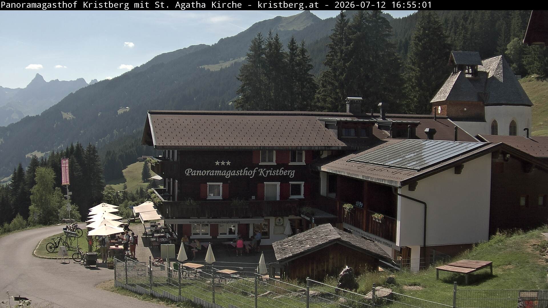Archived image Webcam Restaurant "Panoramagasthof Kristberg" in Silbertal