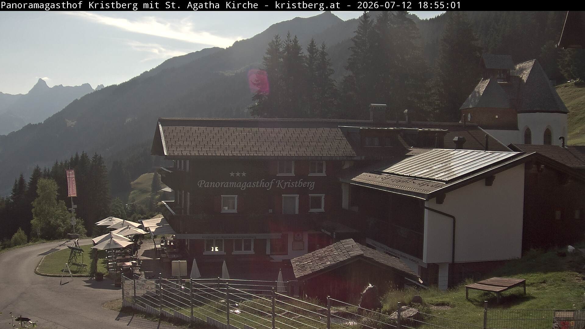 Archived image Webcam Restaurant "Panoramagasthof Kristberg" in Silbertal