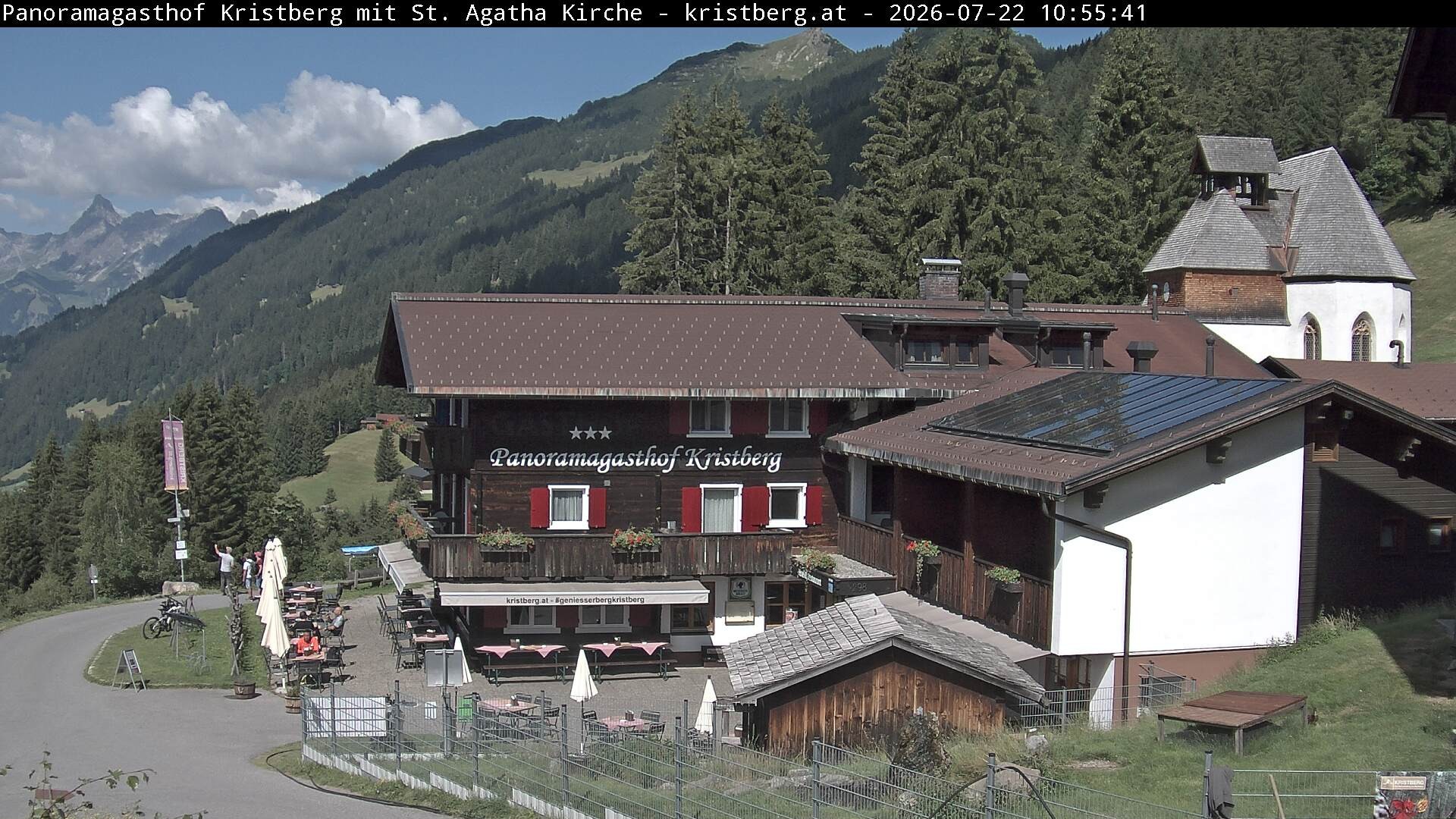 Archived image Webcam Restaurant "Panoramagasthof Kristberg" in Silbertal