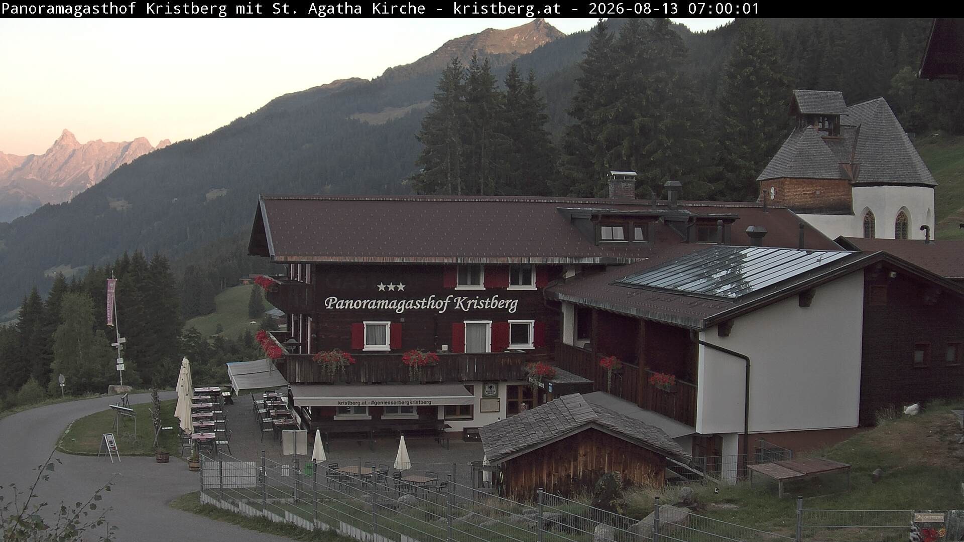 Archived image Webcam Restaurant "Panoramagasthof Kristberg" in Silbertal